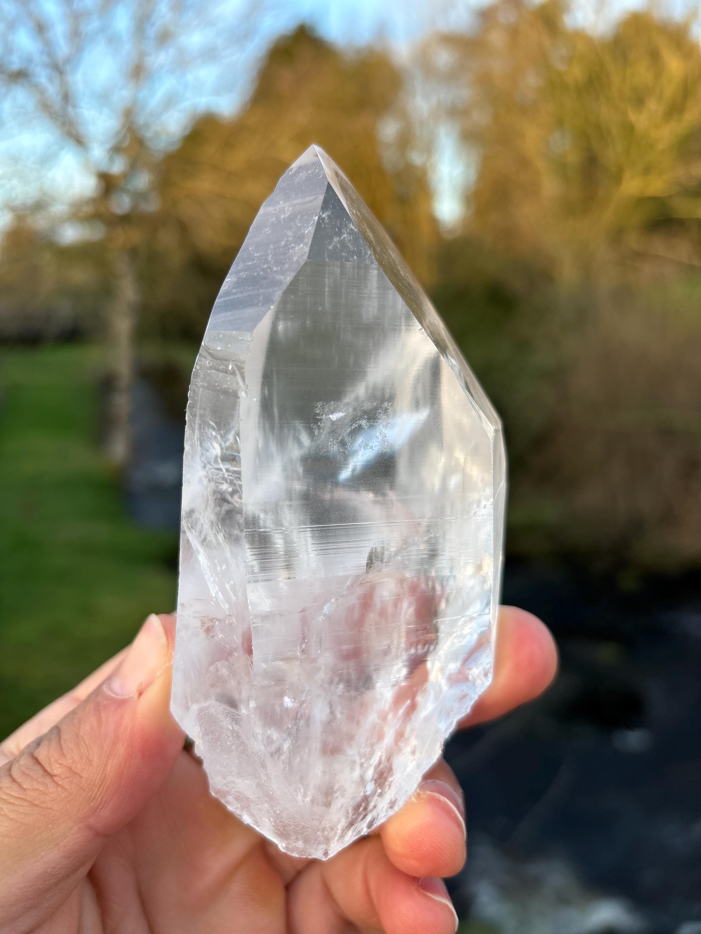 Natural Lemurian Quartz Point | Extra Clear Brazilian Crystal | High Transparency | Raw Collector Specimen | Healing Stone