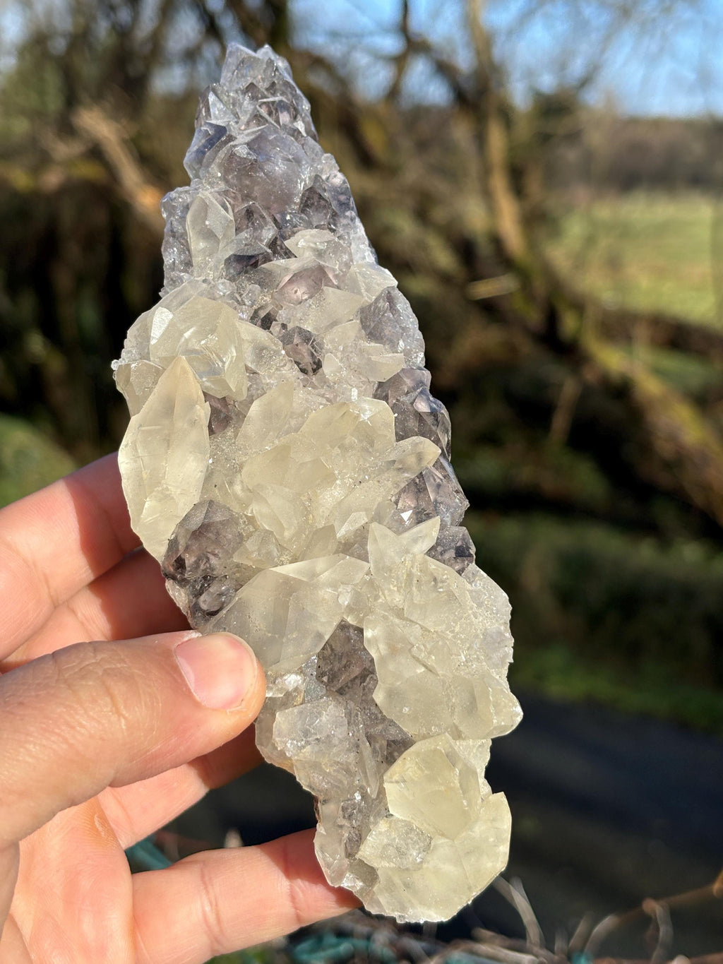 Smoky Quartz Druze with Calcite - Natural Crystal Mineral Specimen (605g)