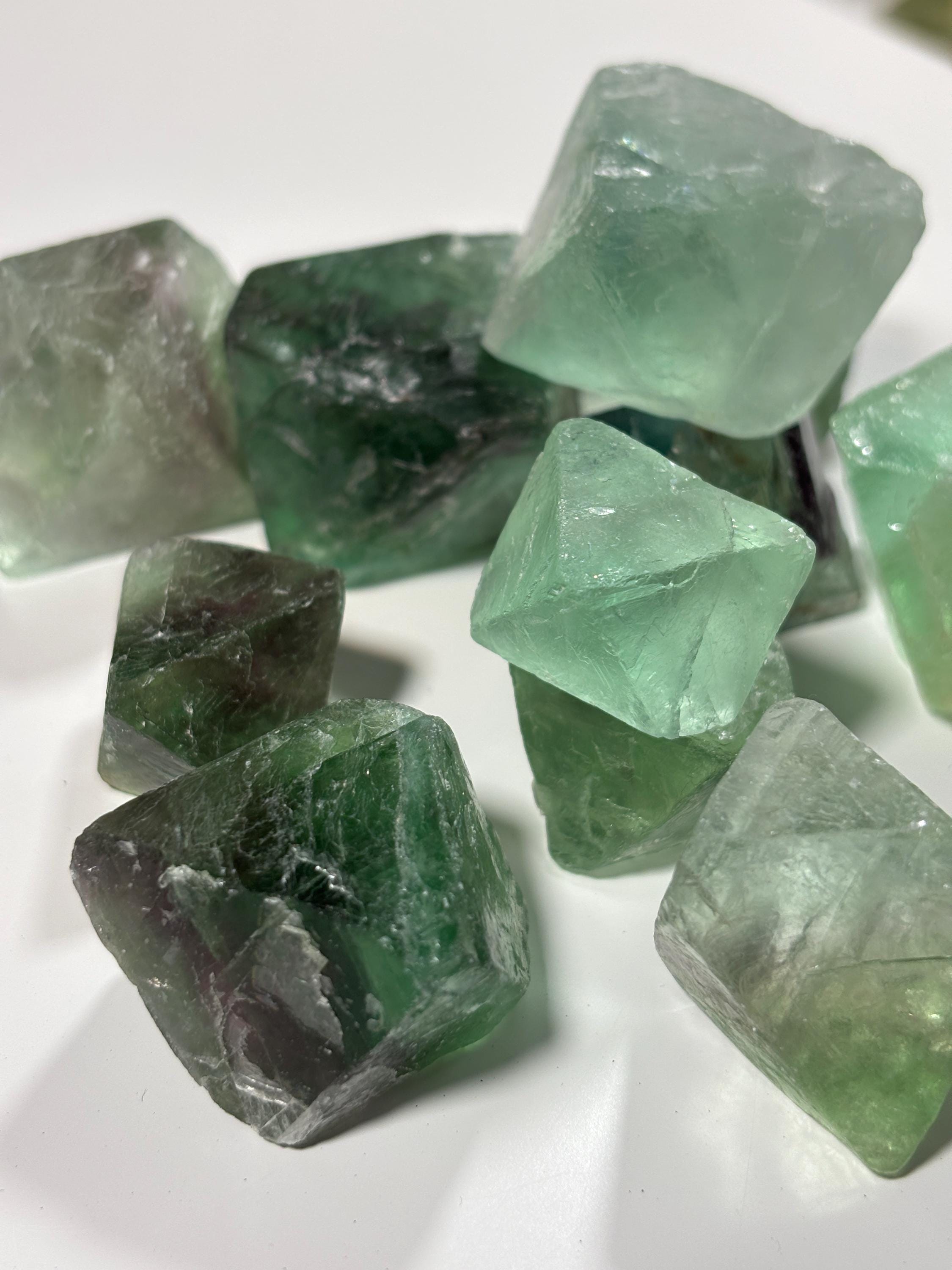 Natural Fluorite Octahedron | Raw Geometric Crystal | Pyramid Formation Stone | Focus & Clarity Mineral