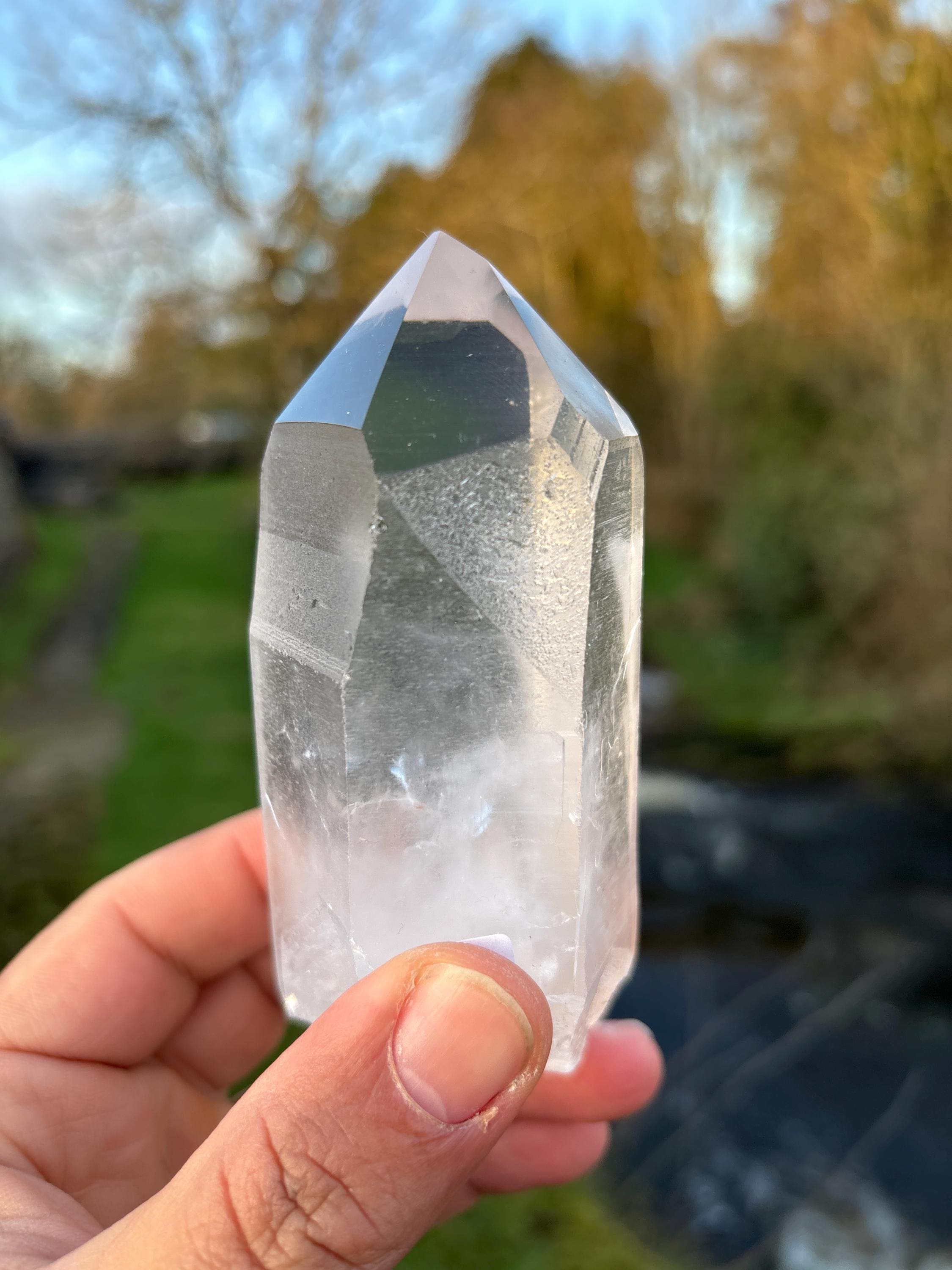 Natural Lemurian Quartz Point | Extra Clear Brazilian Crystal | High Transparency | Raw Collector Specimen | Healing Stone