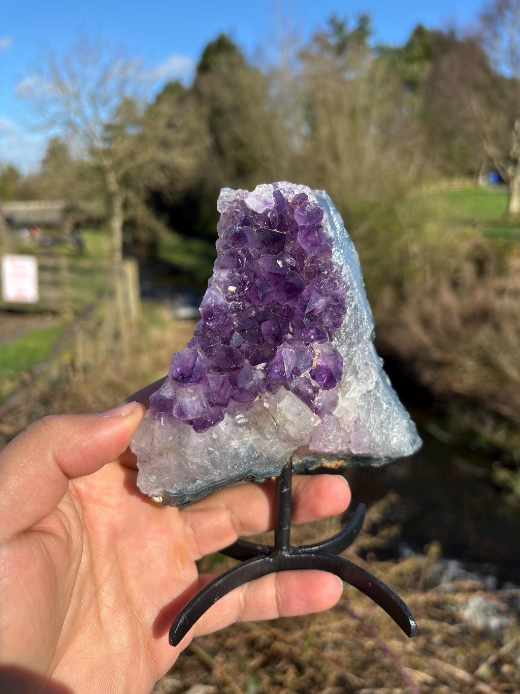 Amethyst Druzy Crystal on Display Base – Natural Purple Geode