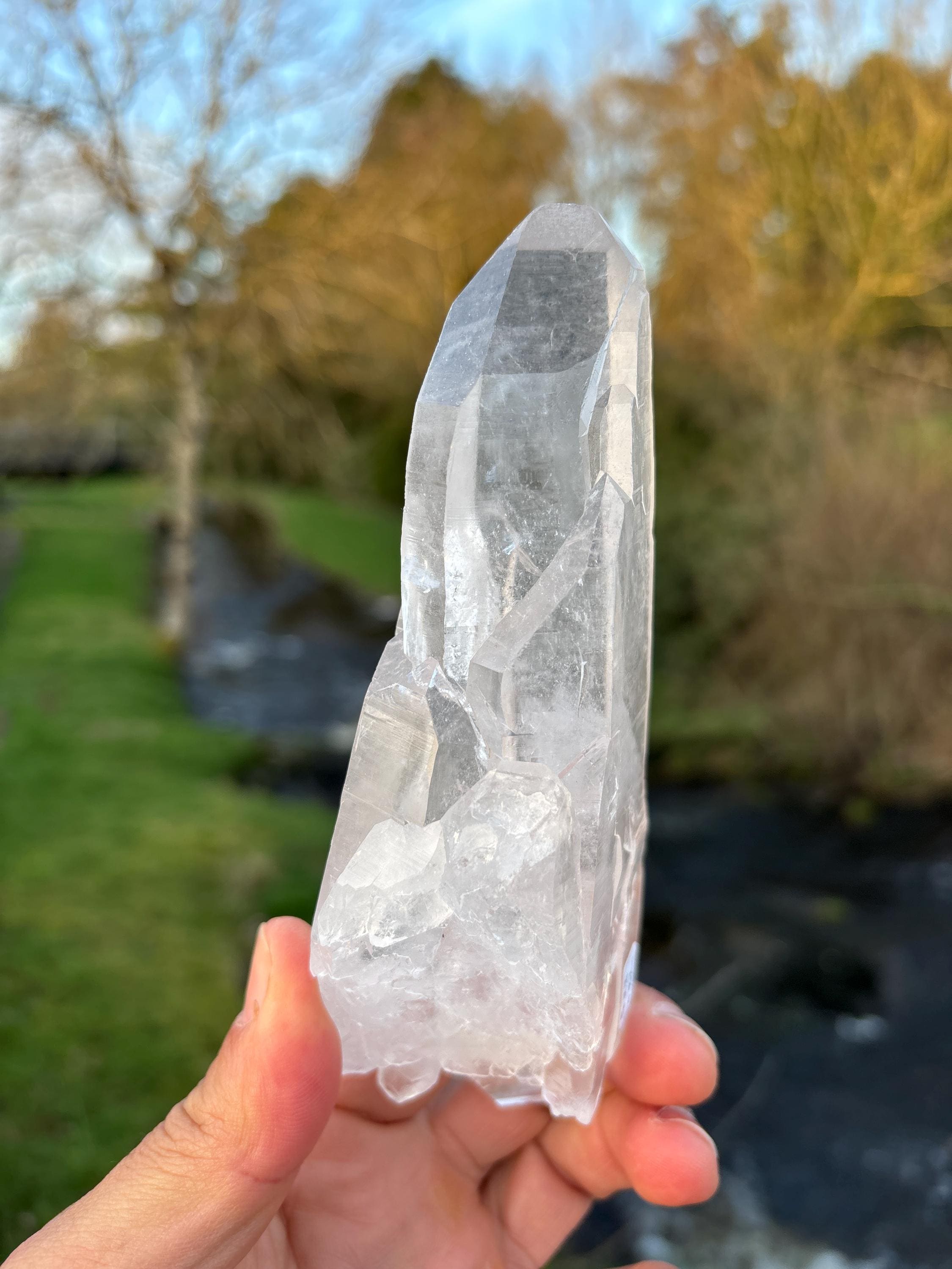 Natural Lemurian Quartz Point | Extra Clear Brazilian Crystal | High Transparency | Raw Collector Specimen | Healing Stone