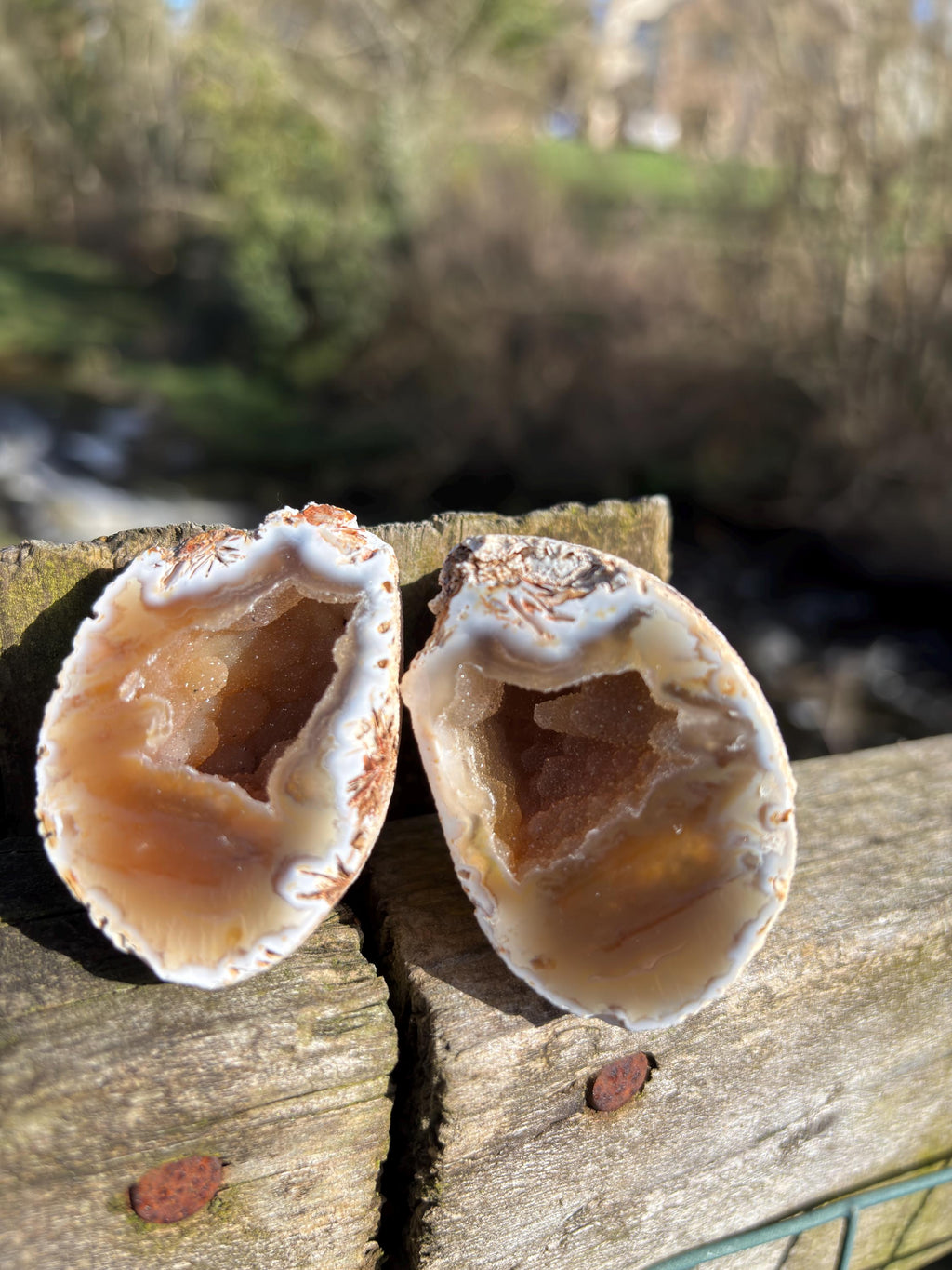 Agate Geode Pair | Natural Crystal Geode Set | Matching Halves | Collector Mineral | Home Decor Gift