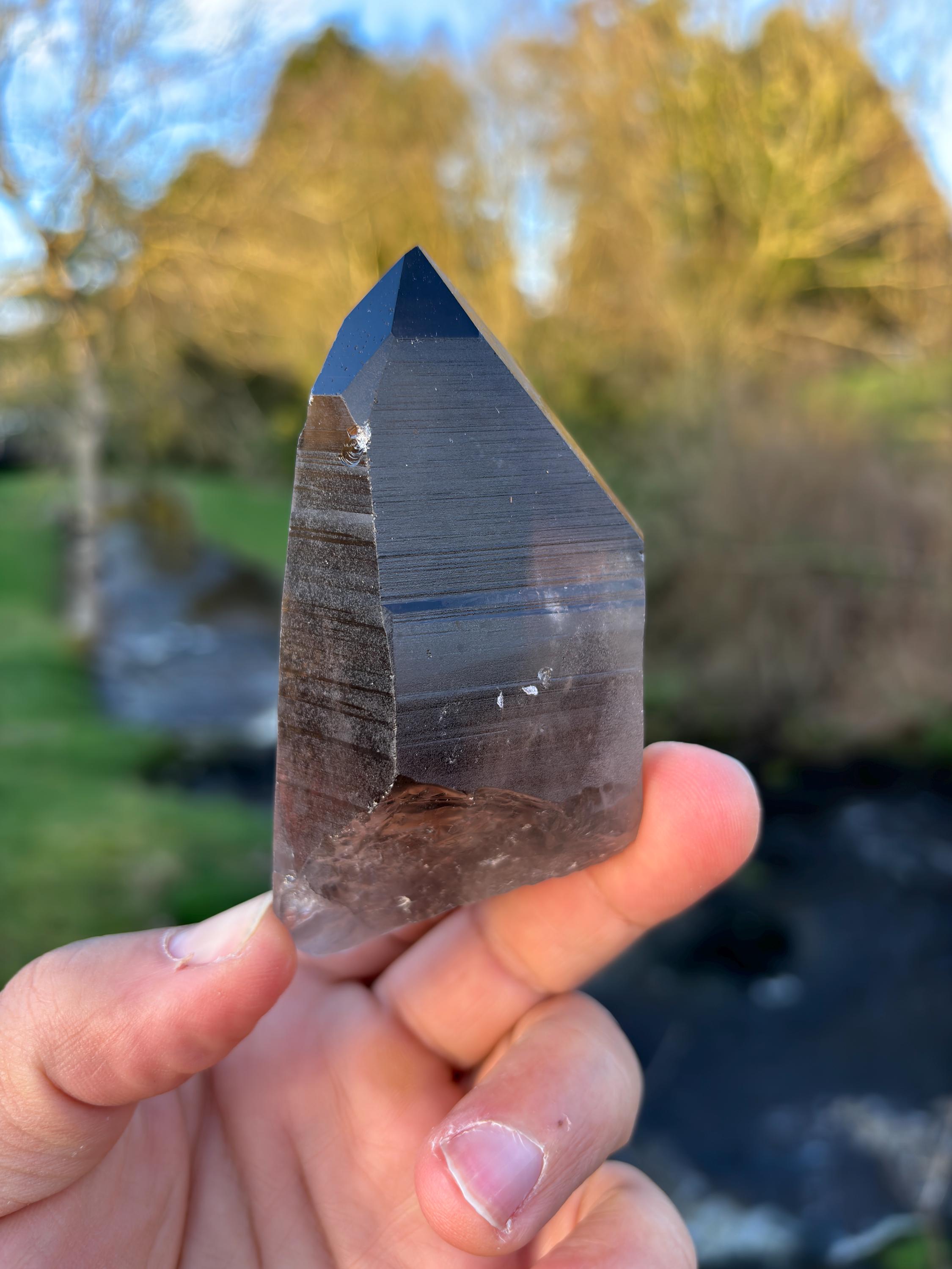 Smoky Lemurian Quartz Point | Natural Brazilian Crystal | Grounding Protection Stone | Raw Collector Specimen
