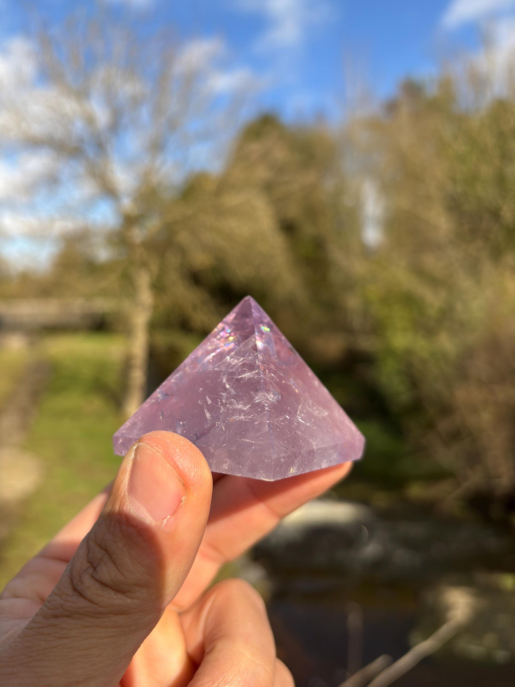 Amethyst Crystal Pyramid 50mm | Purple Quartz Energy Stone | Sacred Geometry Healing Crystal | Meditation & Decor