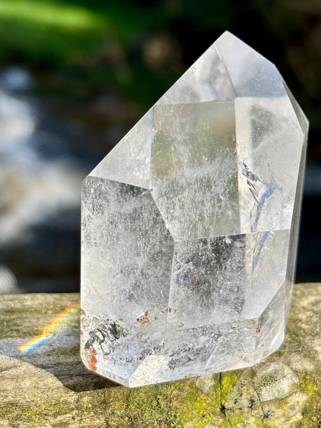 Clear Quartz Polished Point | Brazilian Crystal Tower with Rainbow Inclusions