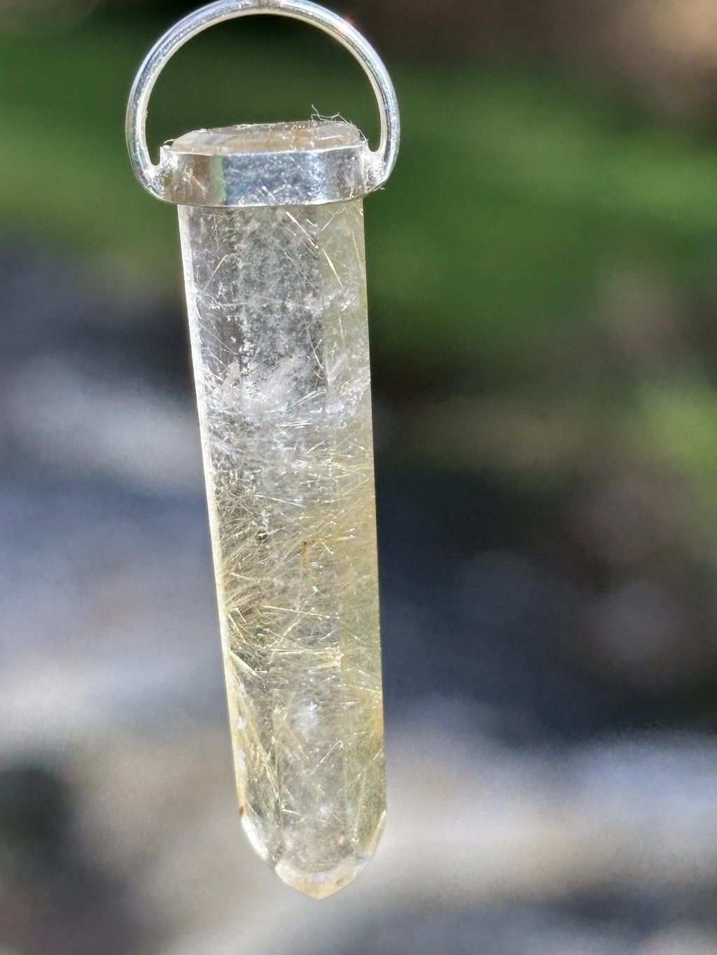 Rutilated Quartz Pendant 925 Silver | Natural Golden Rutile Crystal Necklace | Healing Jewelry | Manifestation Stone