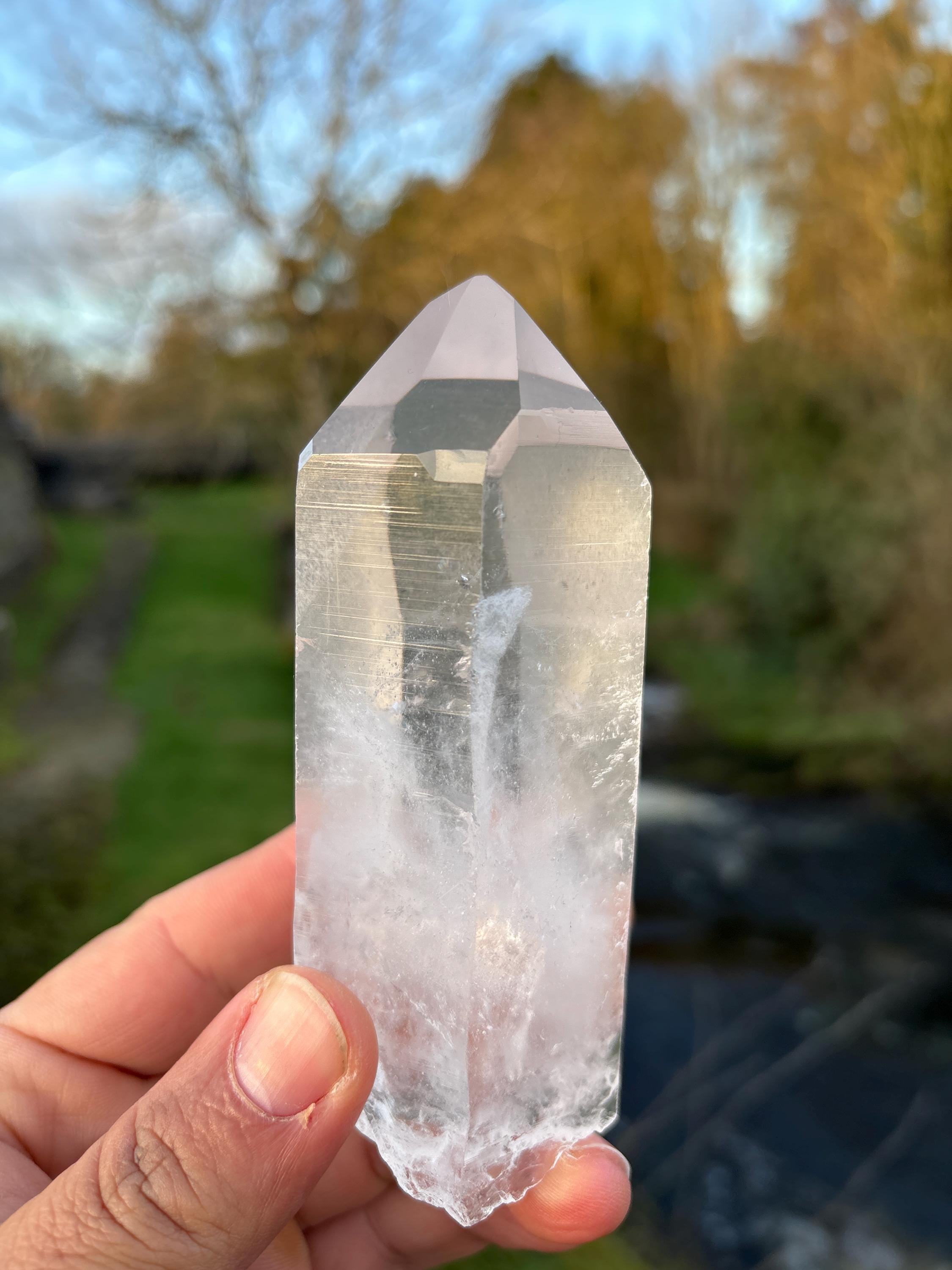 Natural Lemurian Quartz Point | Extra Clear Brazilian Crystal | High Transparency | Raw Collector Specimen | Healing Stone