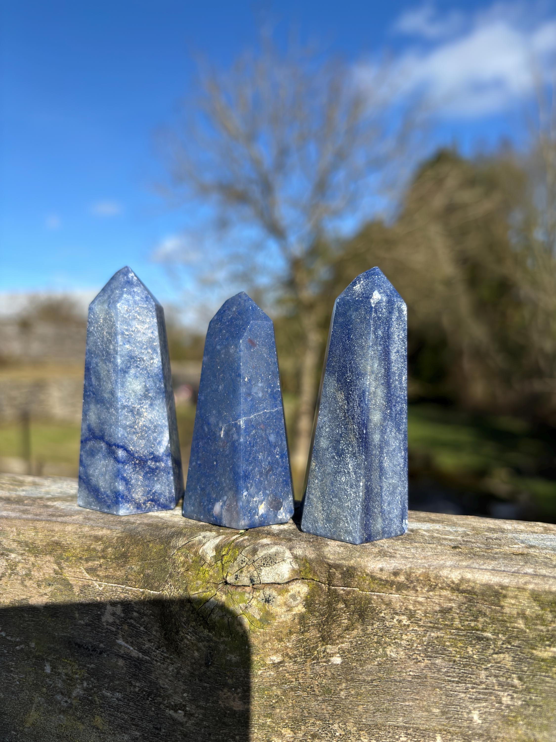 Natural Blue Quartz Polished Point - Crystal Tower for Healing & Decor