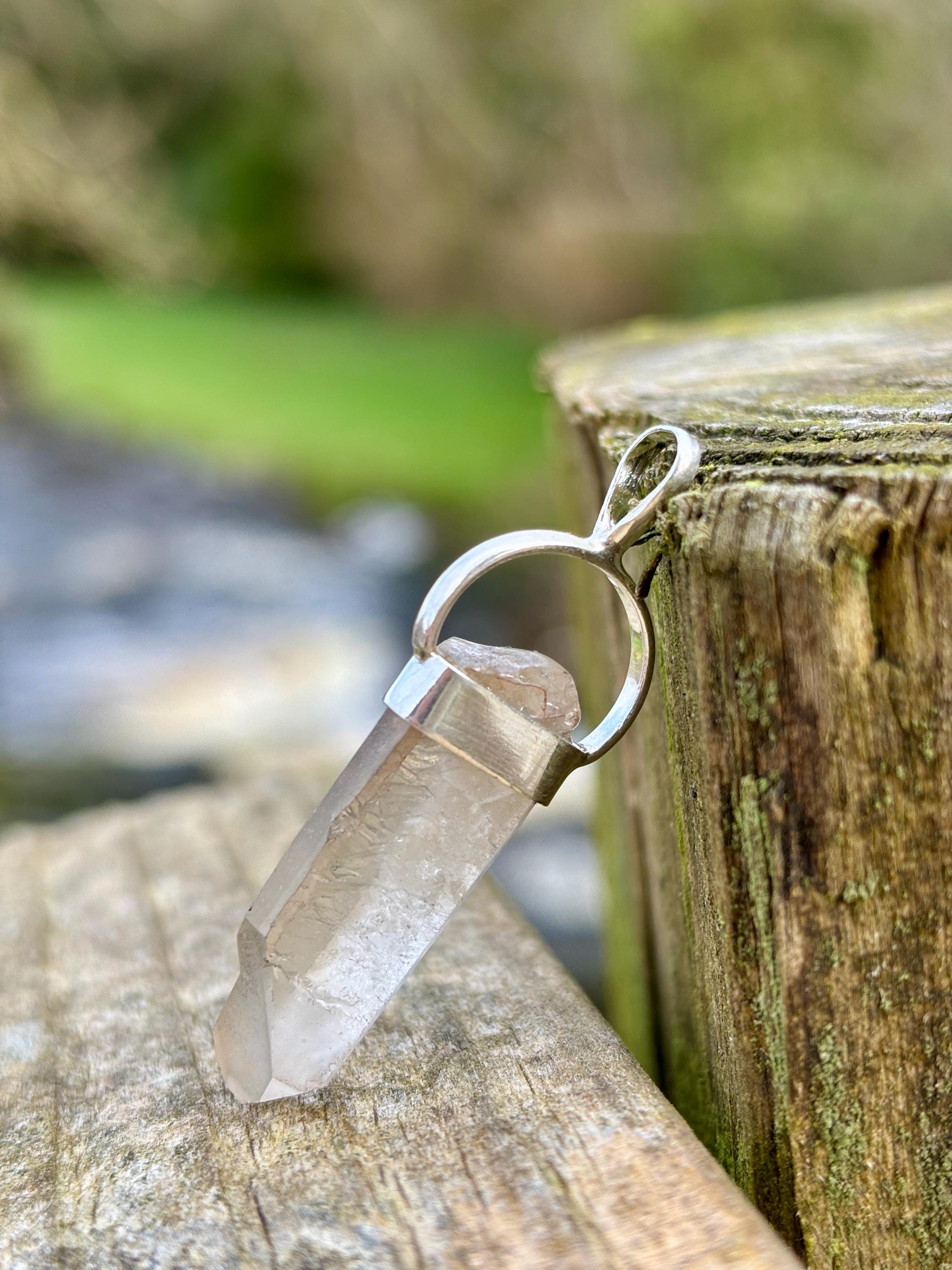 Natural Clear Quartz Pendant | 925 Sterling Silver Master Healer Necklace