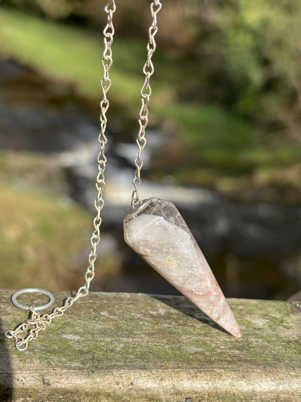 Lithium Quartz Pendulum | Grey Crystal Dowsing Tool | Emotional Healing Stone | Meditation Divination Pendulum
