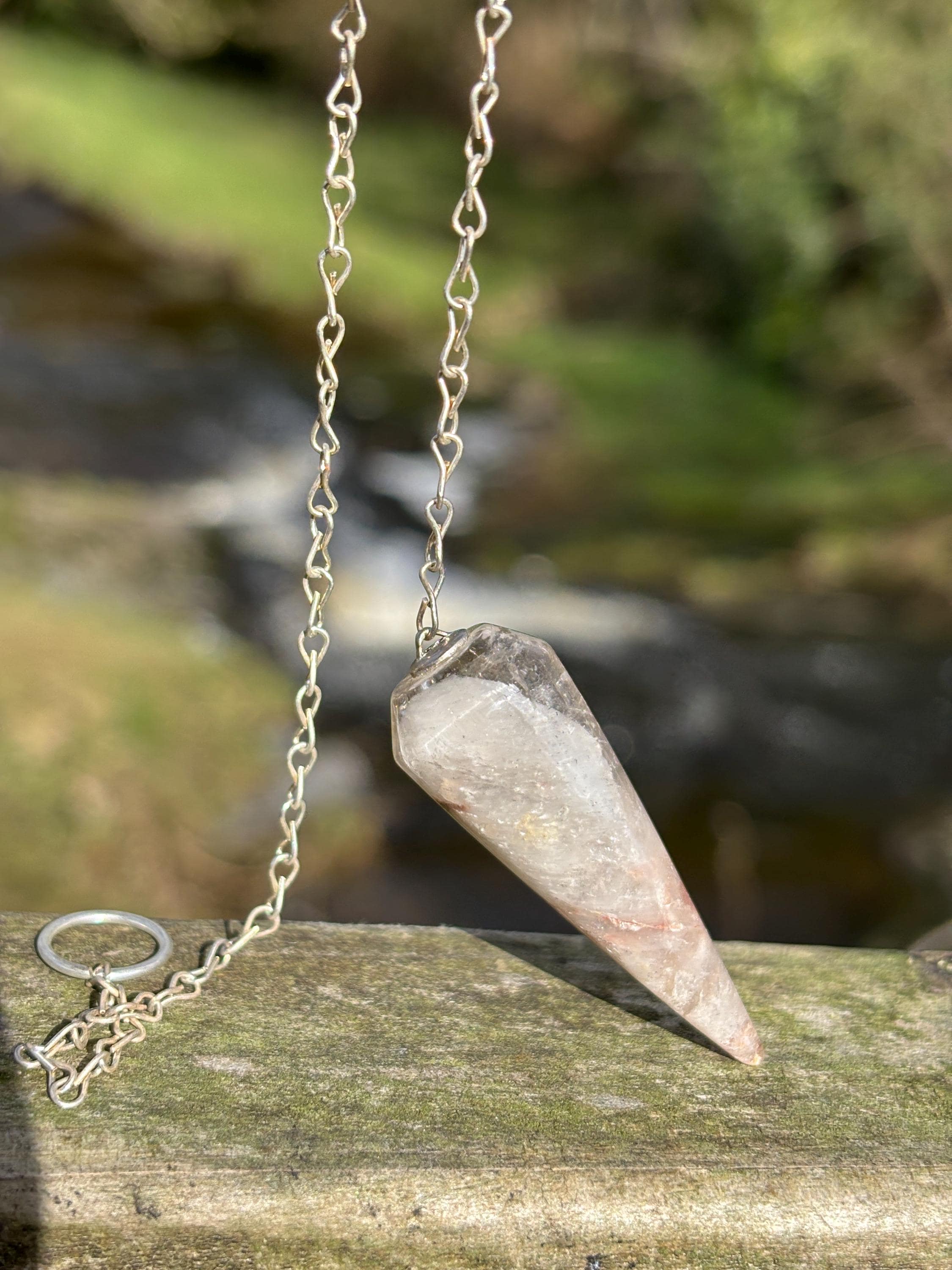 Lithium Quartz Pendulum | Grey Crystal Dowsing Tool | Emotional Healing Stone | Meditation Divination Pendulum