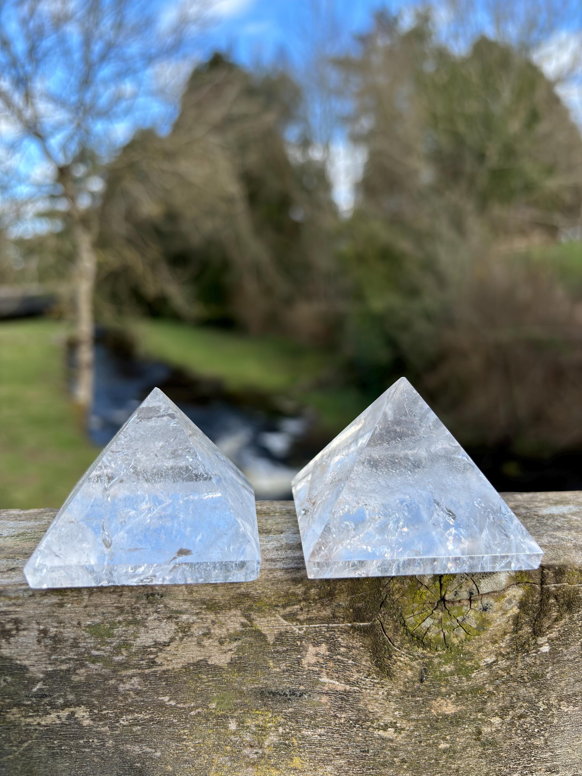 Natural Quartz Crystal Pyramid | Energy Amplifier Stone | Sacred Geometry Decor | Meditation & Healing Crystal