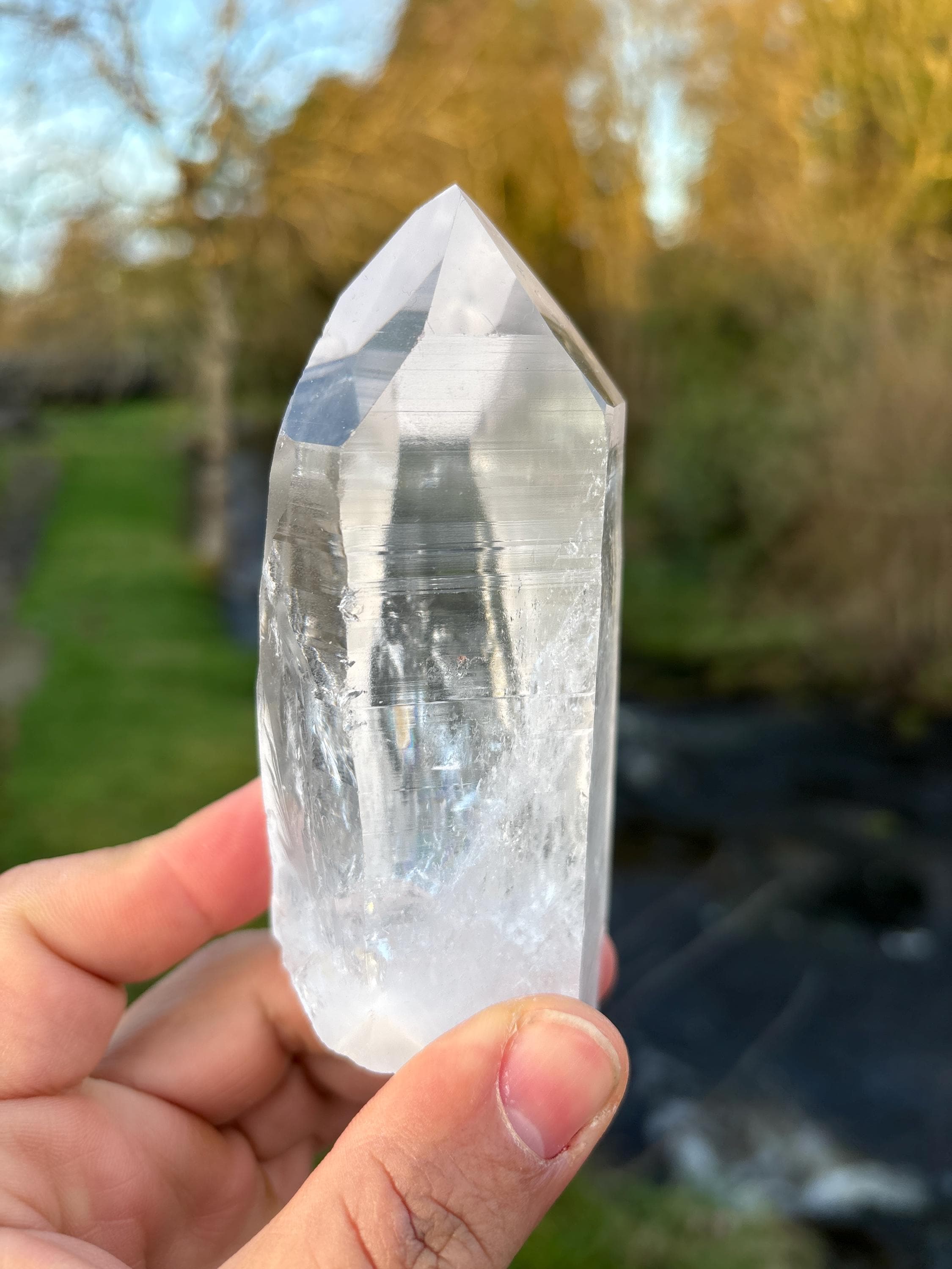 Natural Lemurian Quartz Point | Extra Clear Brazilian Crystal | High Transparency | Raw Collector Specimen | Healing Stone
