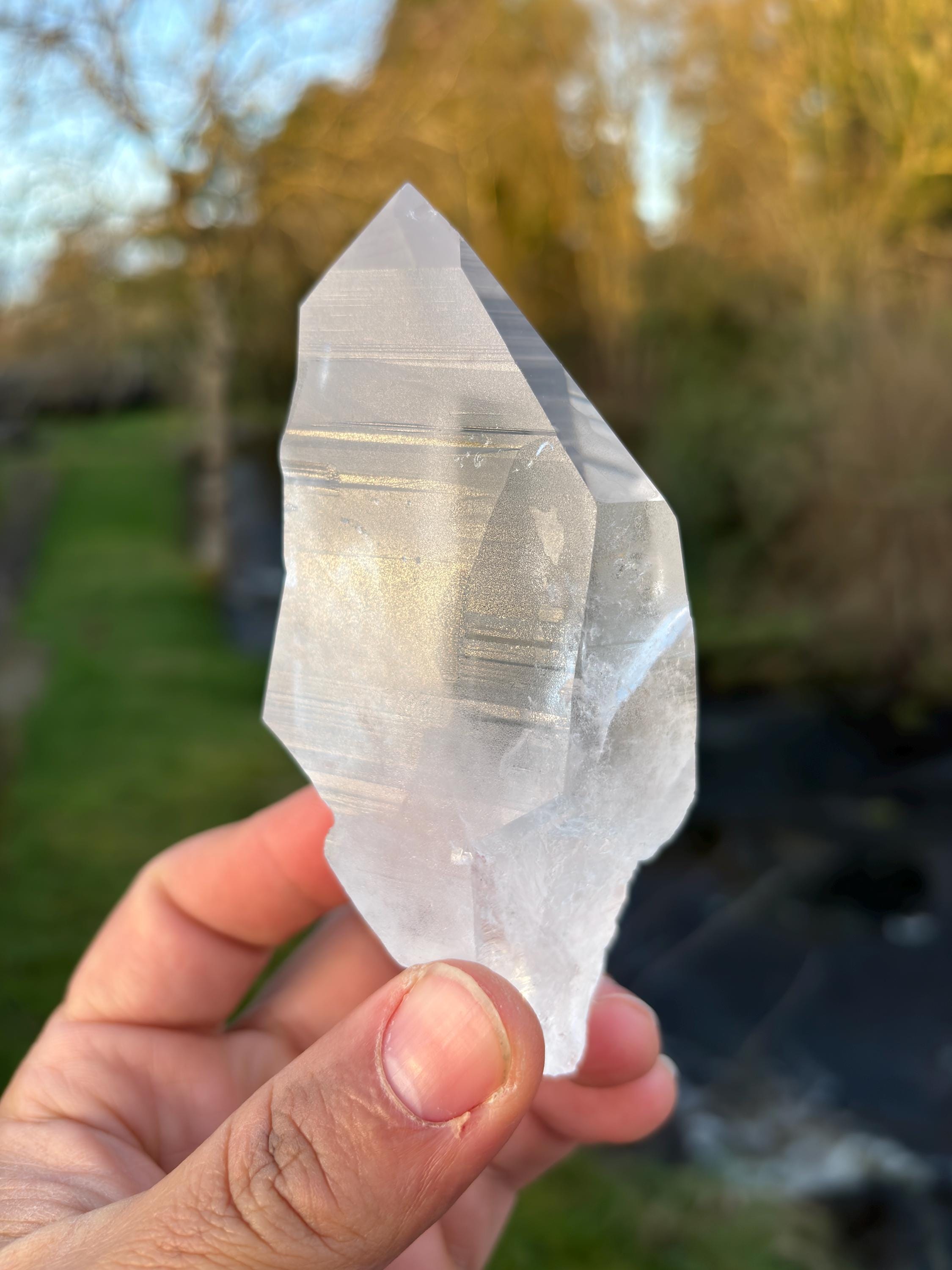 Natural Lemurian Quartz Point | Extra Clear Brazilian Crystal | High Transparency | Raw Collector Specimen | Healing Stone