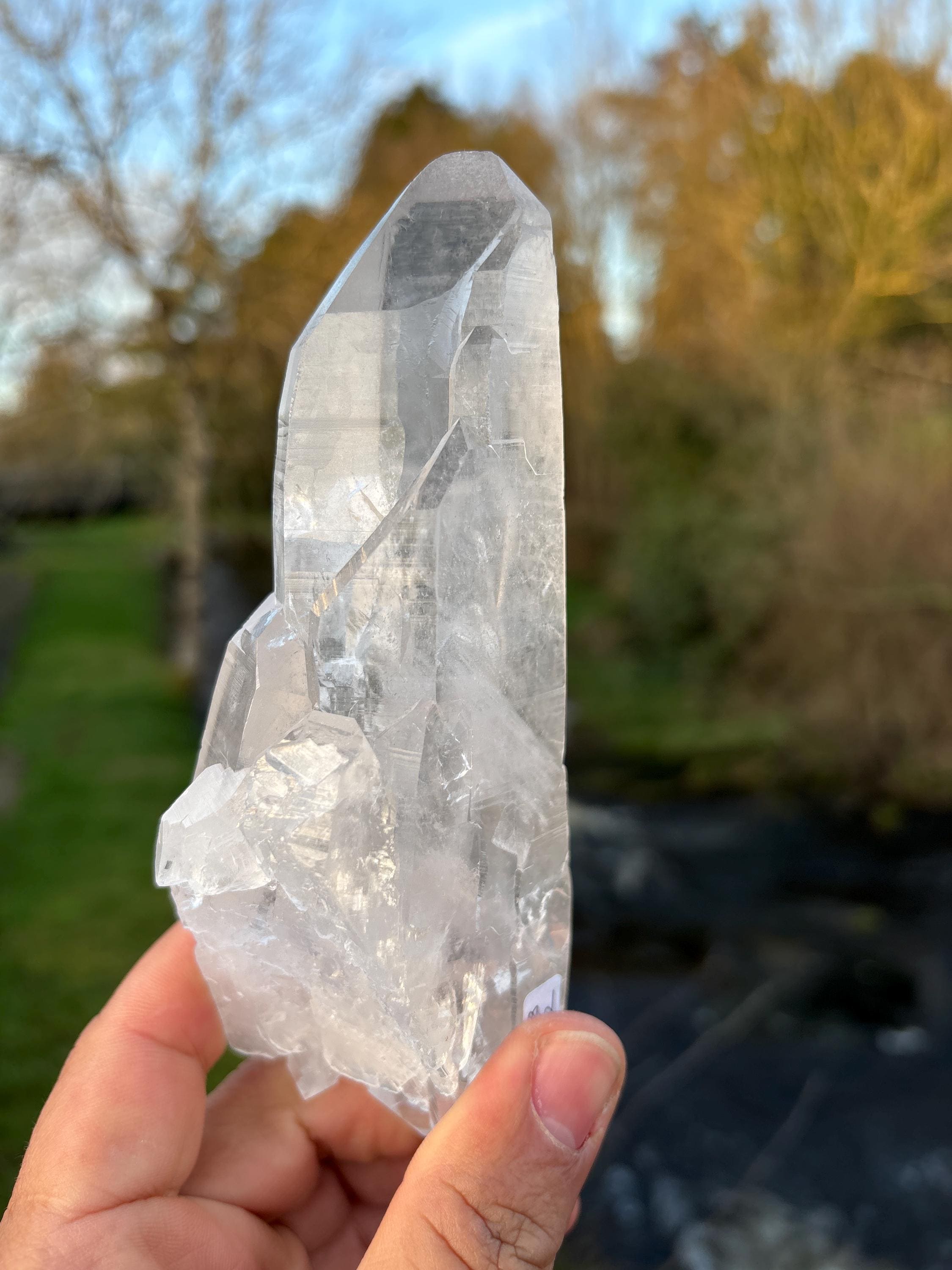 Natural Lemurian Quartz Point | Extra Clear Brazilian Crystal | High Transparency | Raw Collector Specimen | Healing Stone