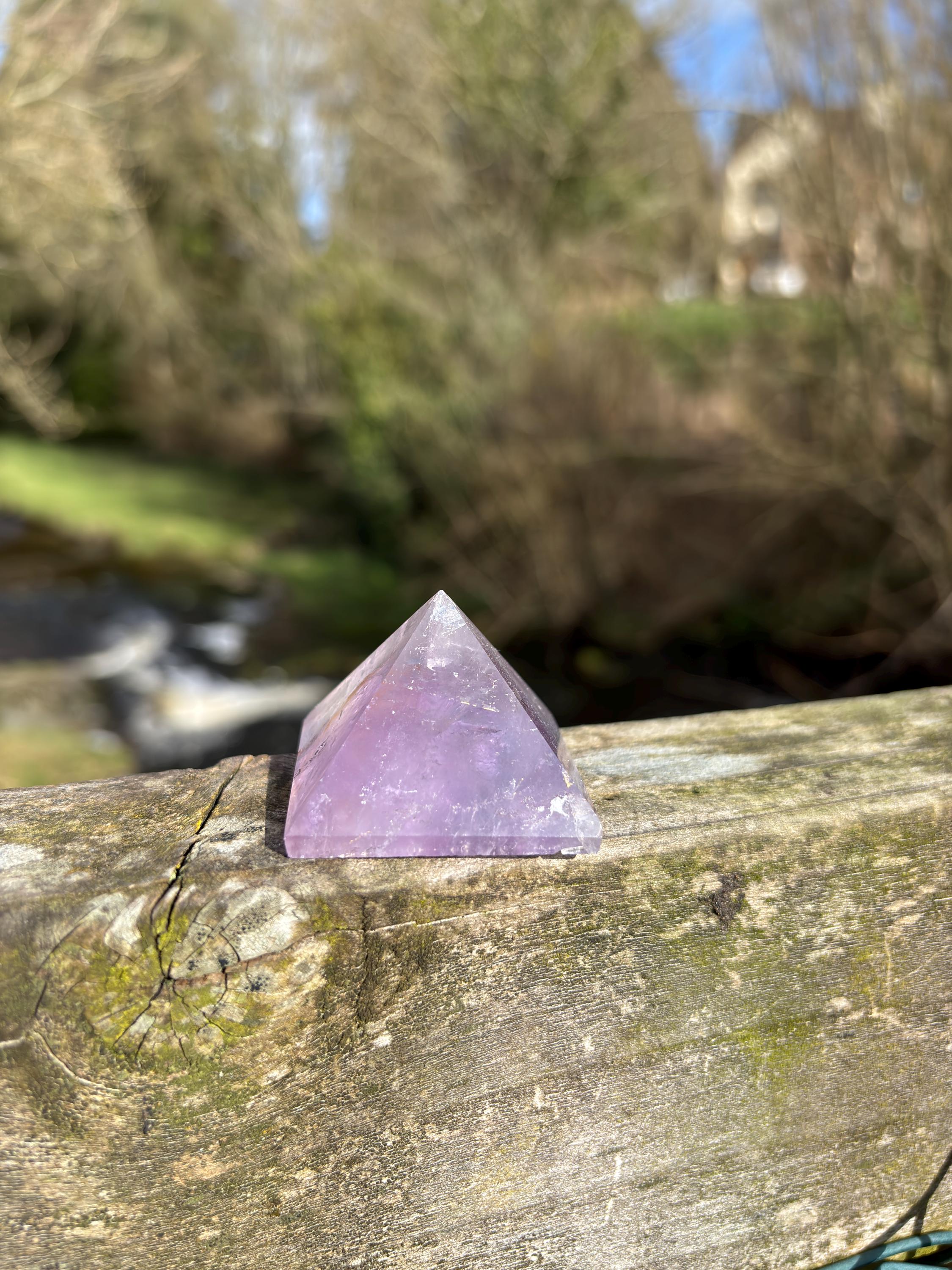 Amethyst Crystal Pyramid 40mm | Purple Quartz Healing Stone | Sacred Geometry Energy Crystal | Meditation Decor