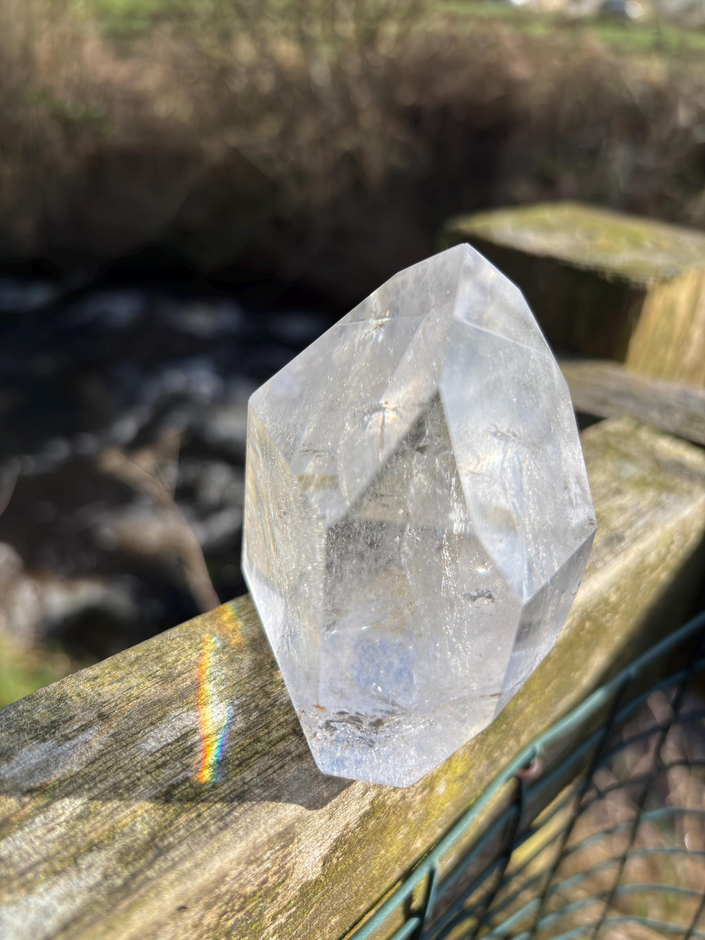 Clear Quartz Polished Point | Brazilian Crystal Tower with Rainbow Inclusions