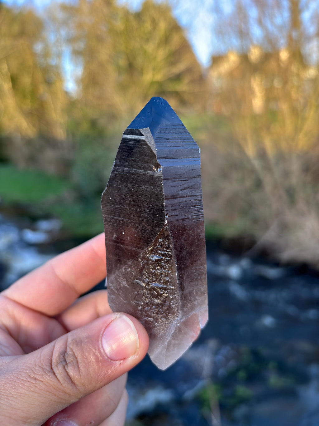 Smoky Lemurian Quartz Point | Natural Brazilian Crystal | Grounding Protection Stone | Raw Collector Specimen
