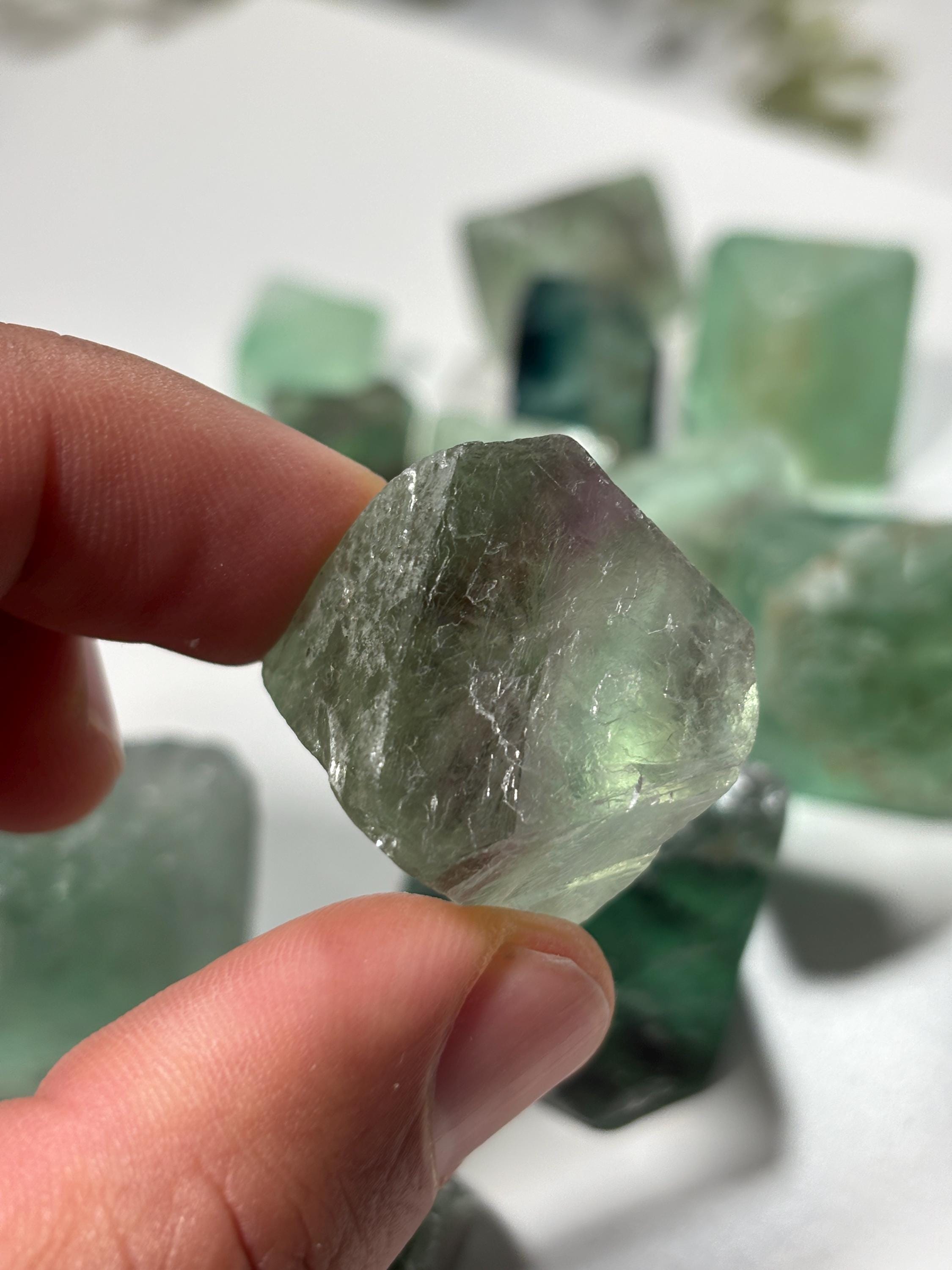 Natural Fluorite Octahedron | Raw Geometric Crystal | Pyramid Formation Stone | Focus & Clarity Mineral