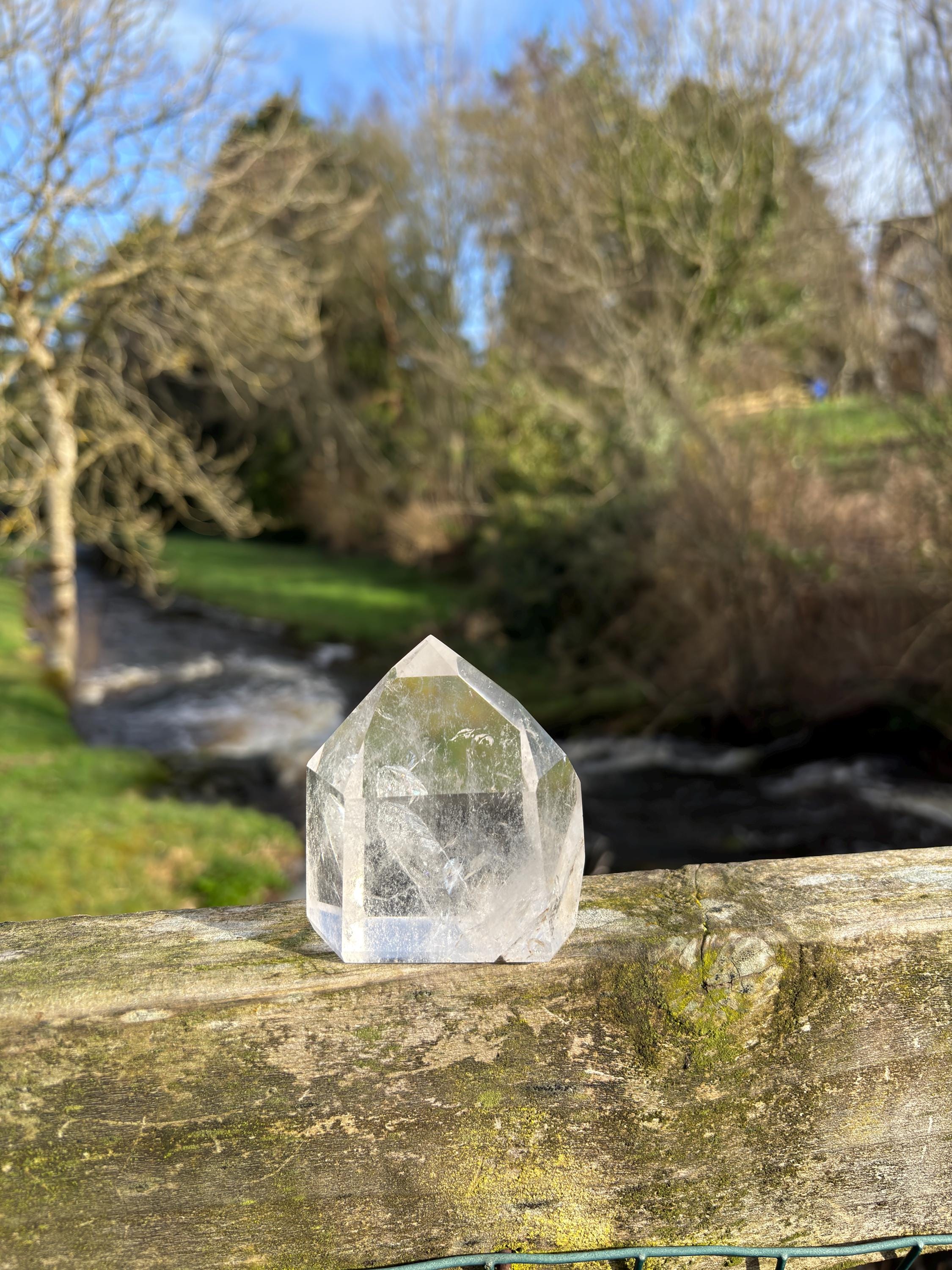 Clear Quartz Polished Point | Brazilian Crystal Tower with Rainbow Inclusions