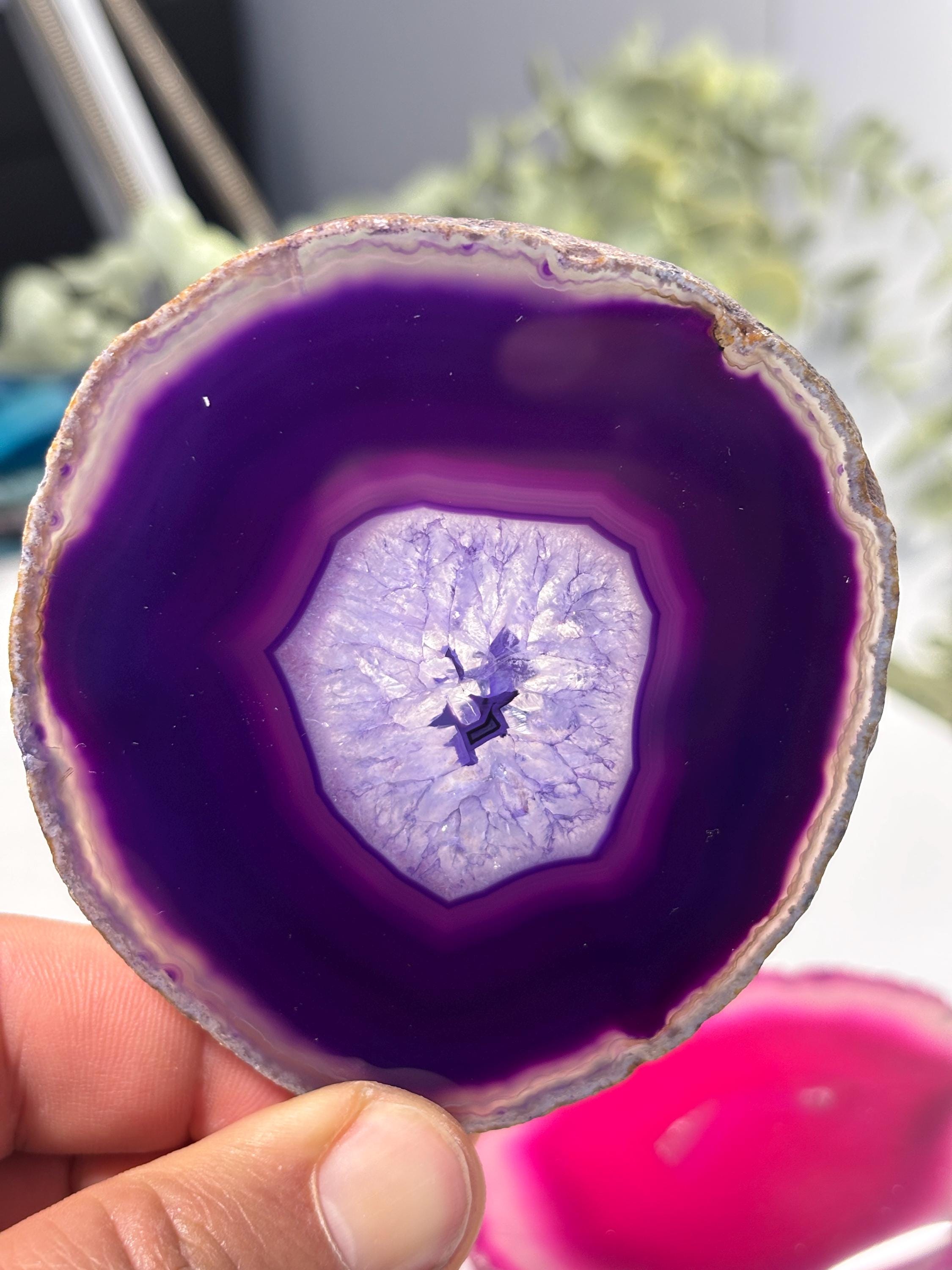 Polished Agate Slice | Colorful Banded Crystal Coaster, Mineral Specimen