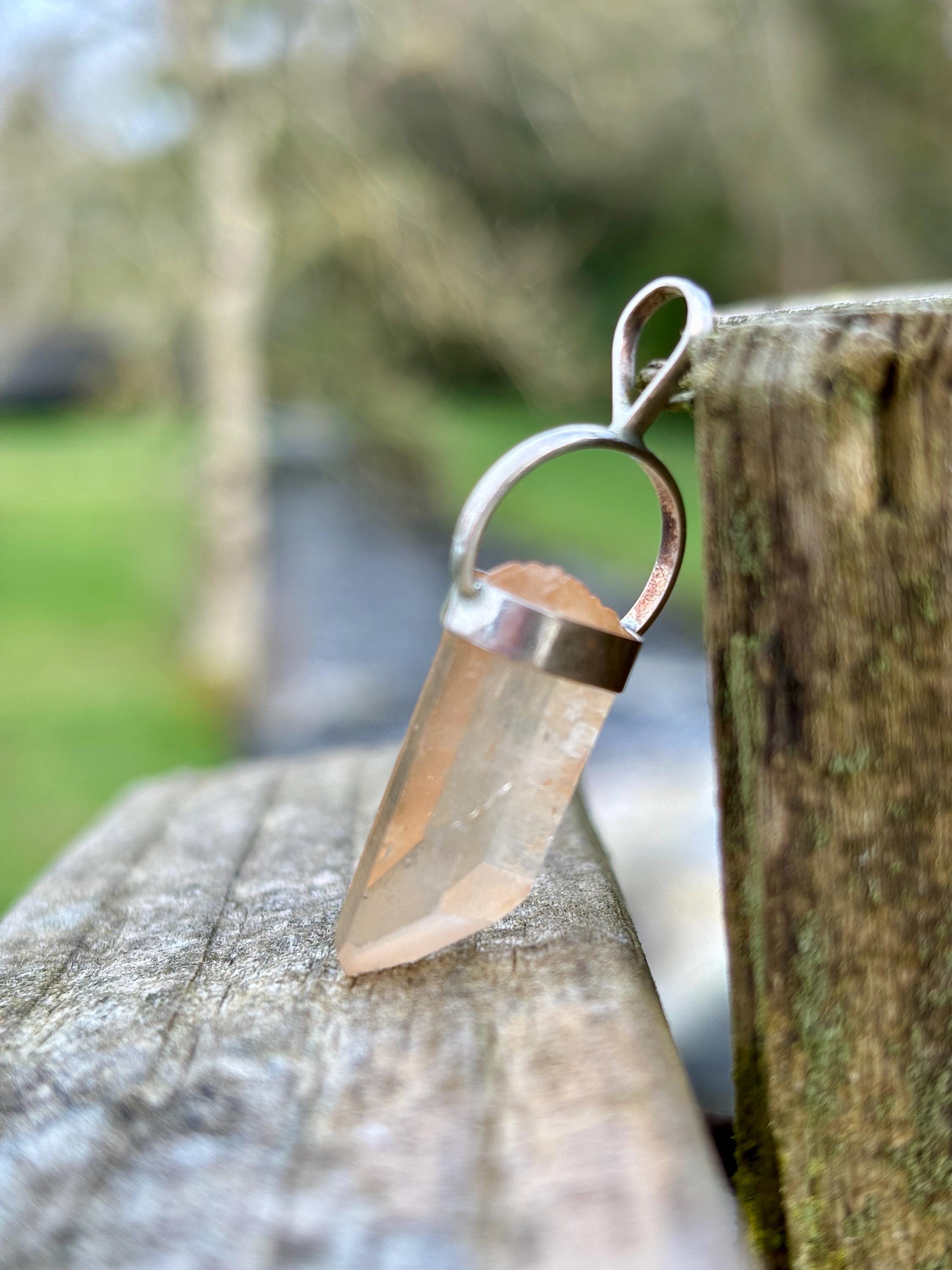 Tangerine Quartz Pendant 925 Silver | Natural Brazilian Crystal Necklace | Sacral Chakra Stone | Healing Jewelry