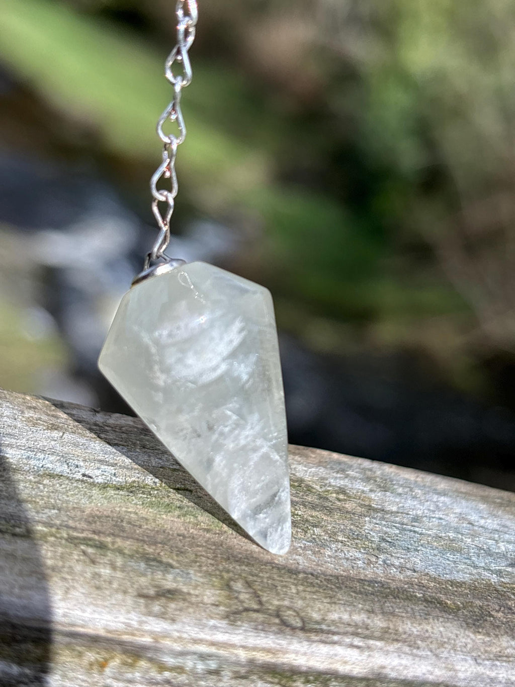 Lithium Quartz Pendulum | Grey Crystal Dowsing Tool | Emotional Healing Stone | Meditation Divination Pendulum