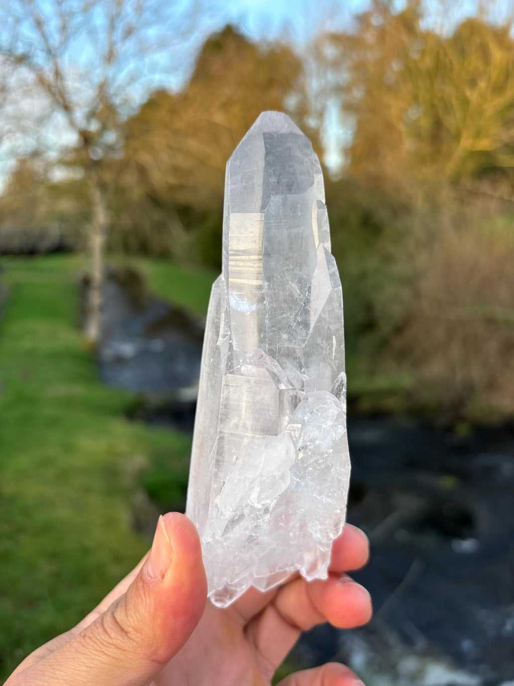 Natural Lemurian Quartz Point | Extra Clear Brazilian Crystal | High Transparency | Raw Collector Specimen | Healing Stone