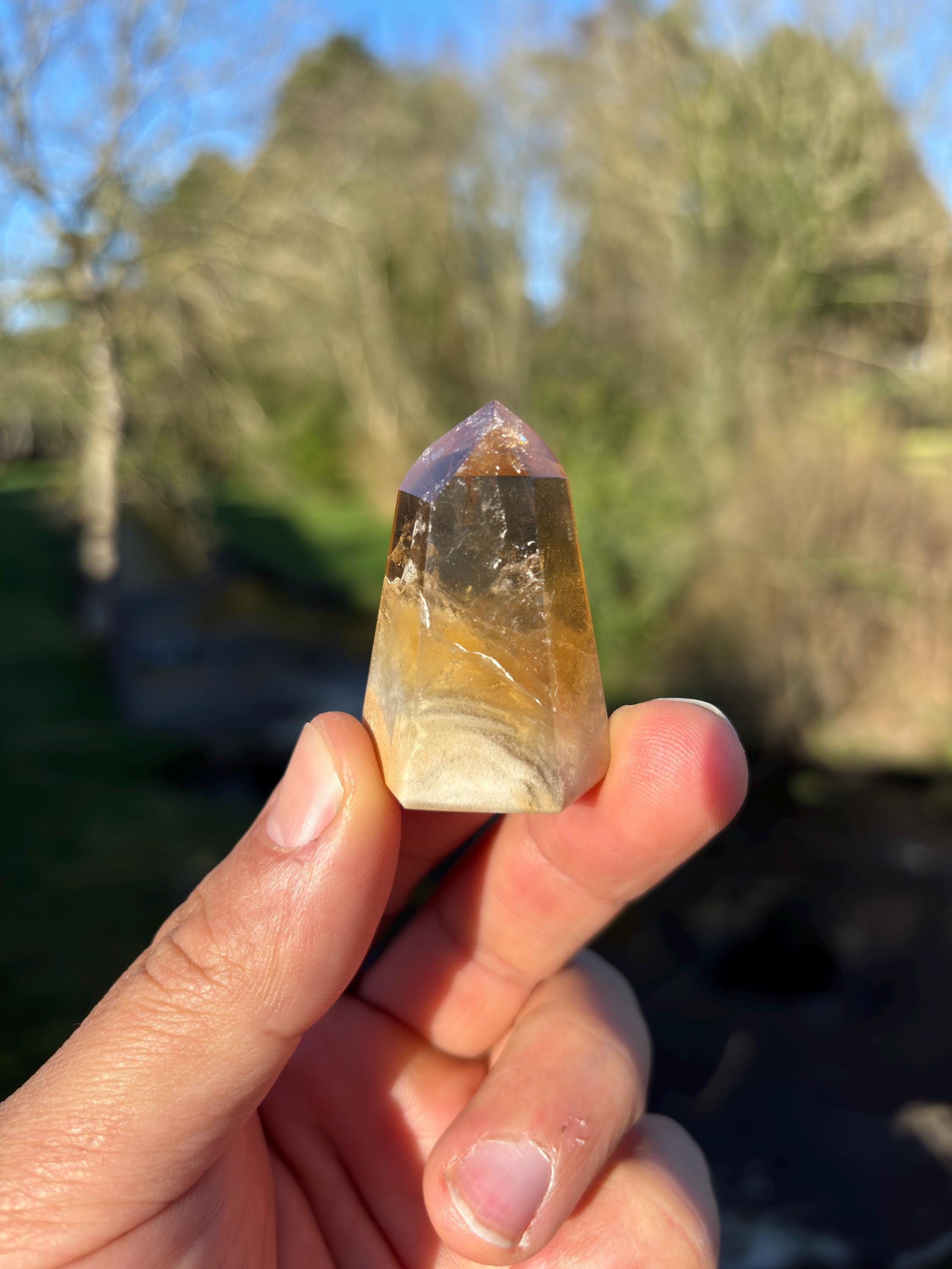 Natural Citrine Polished Point | High Clarity Crystal from Minas Gerais Brazil | Untreated Citrine | Abundance Stone | Healing Crystal