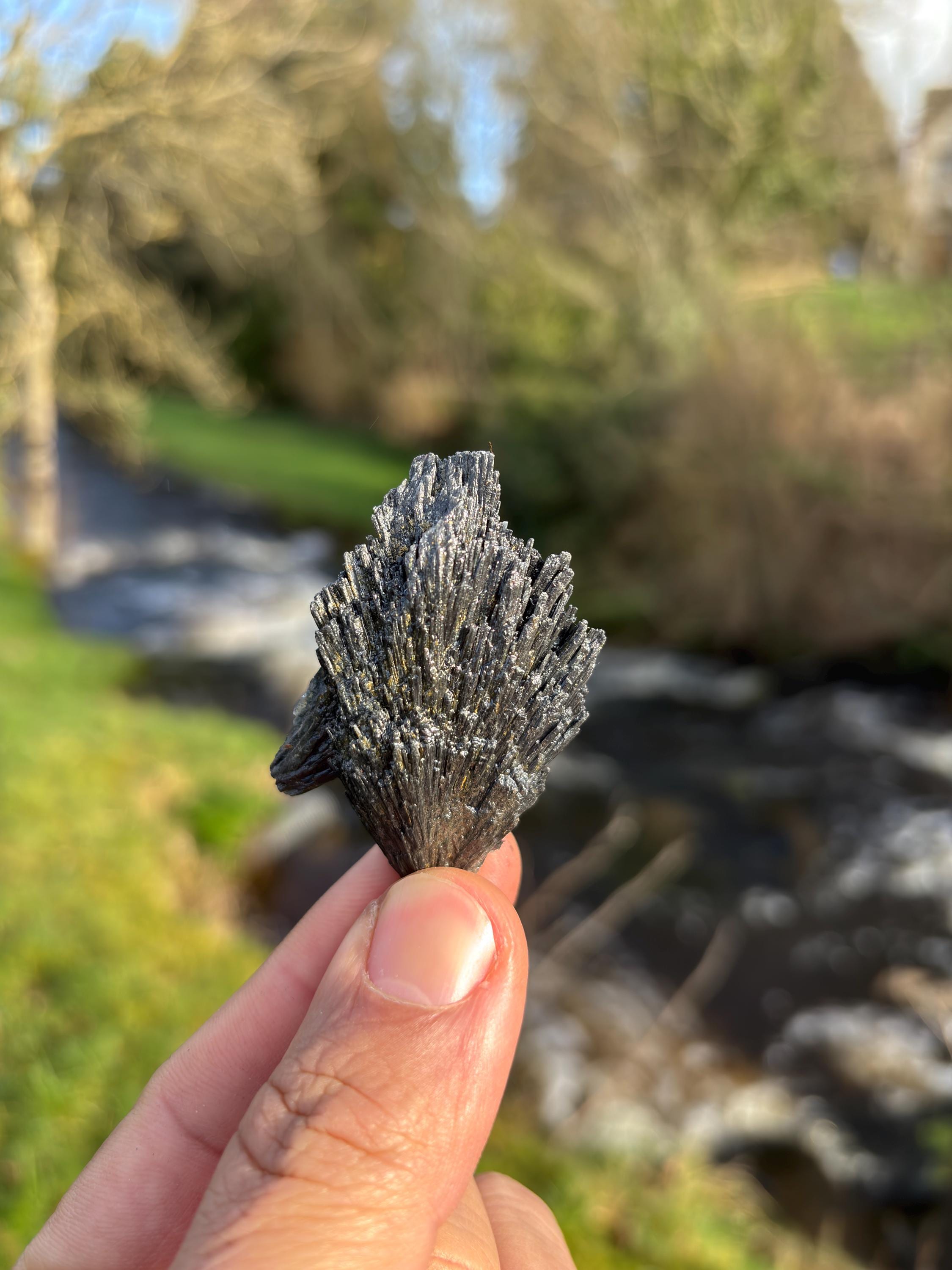 Black Kyanite Rough Crystal | Witch’s Broom, Protection Stone from Brazil