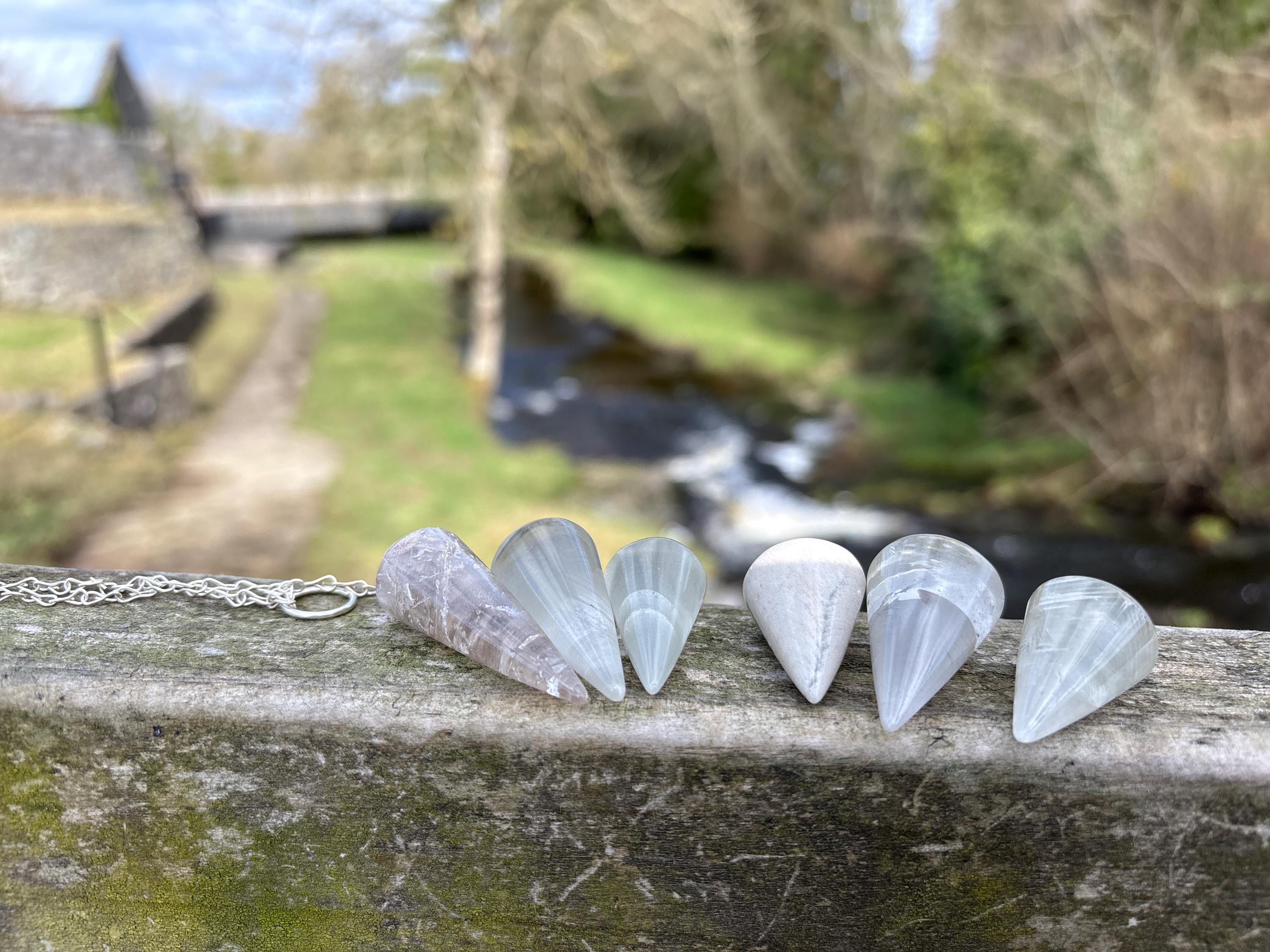 Lithium Quartz Pendulum | Grey Crystal Dowsing Tool | Emotional Healing Stone | Meditation Divination Pendulum