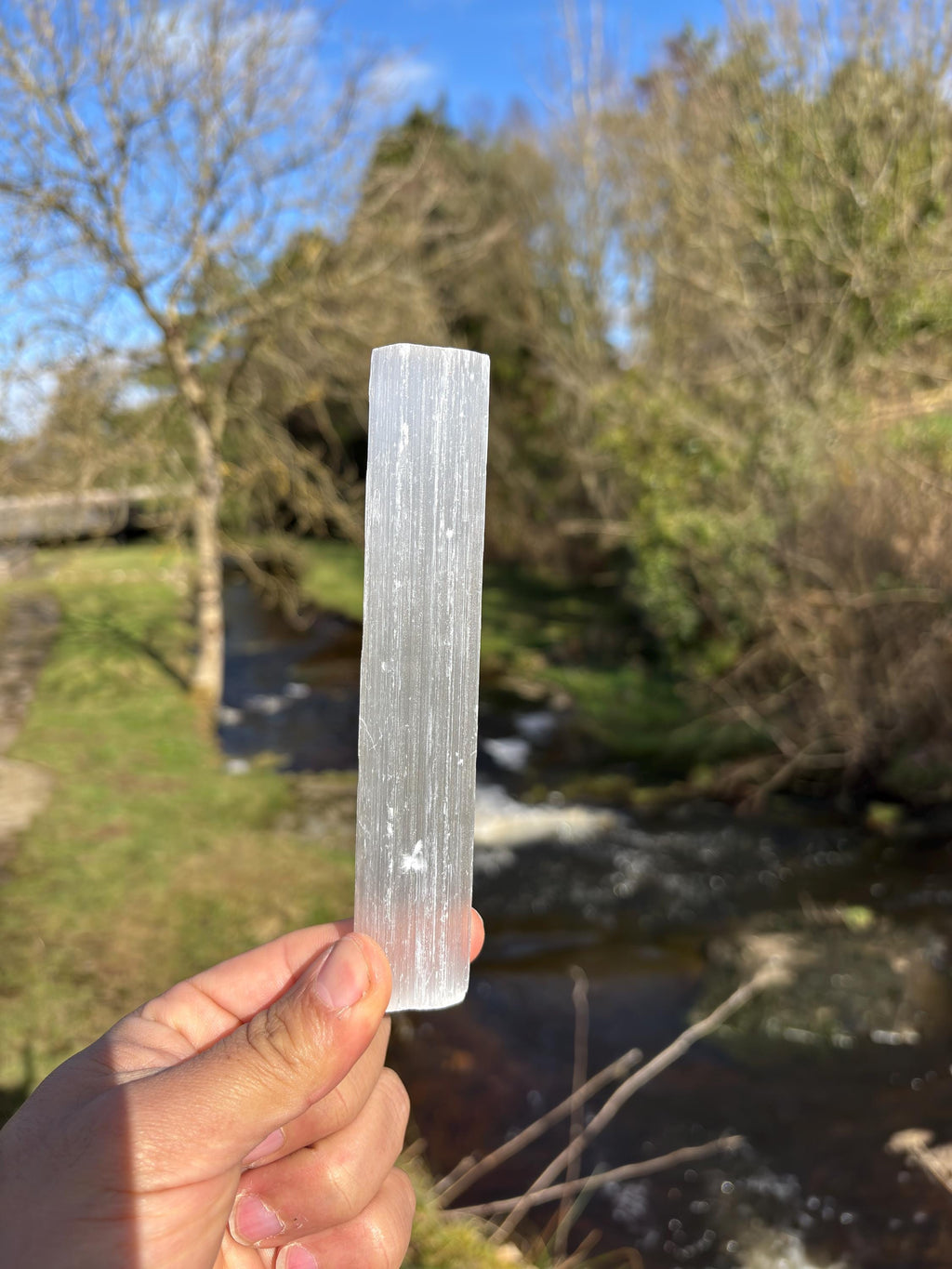 Natural Selenite Stick - Satin Spar Crystal Wand for Cleansing, Energy Clearing & Home Decor