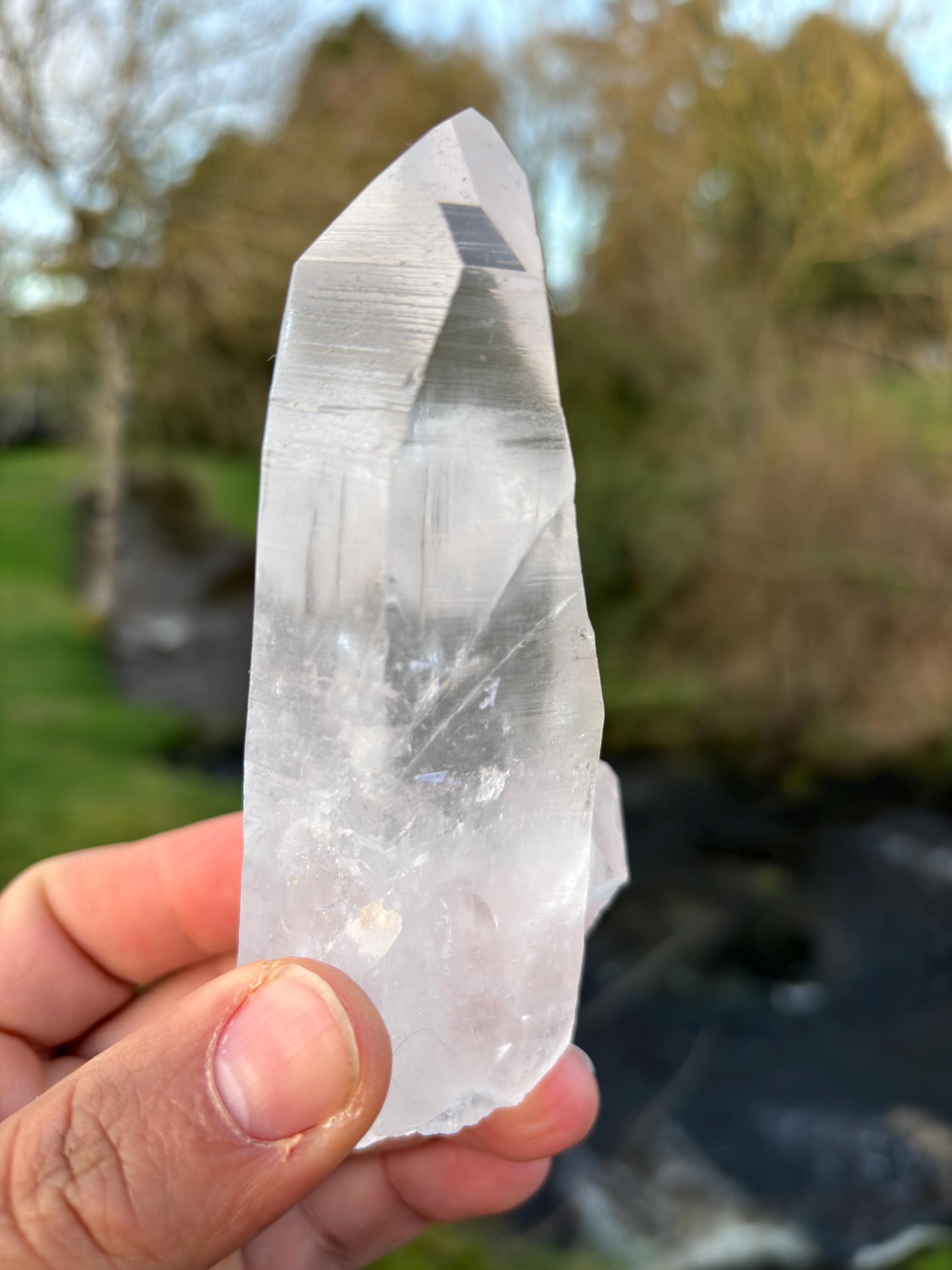 Natural Lemurian Quartz Point | Extra Clear Brazilian Crystal | High Transparency | Raw Collector Specimen | Healing Stone