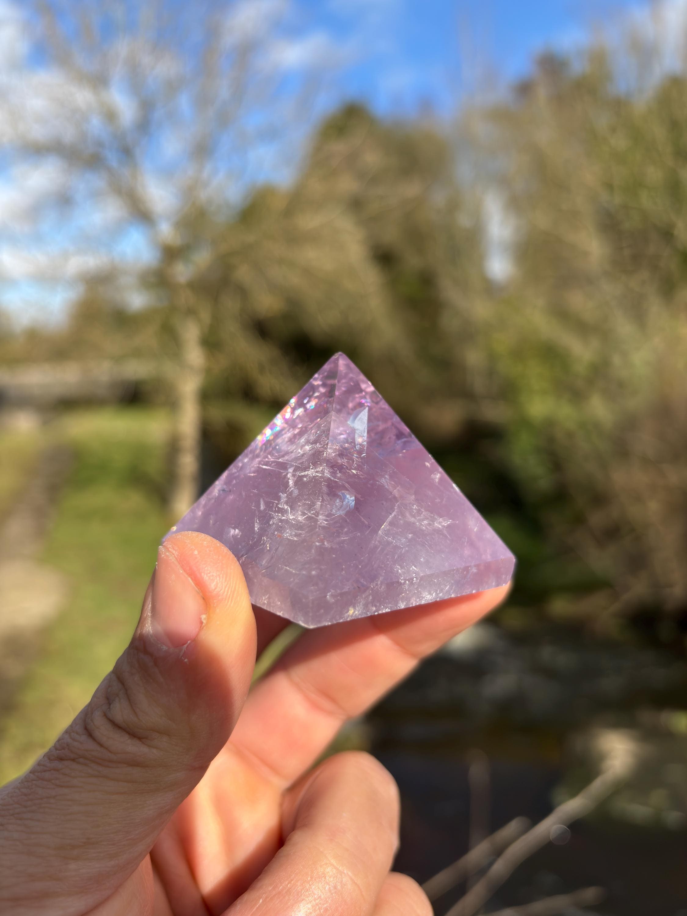 Amethyst Crystal Pyramid 50mm | Purple Quartz Energy Stone | Sacred Geometry Healing Crystal | Meditation & Decor