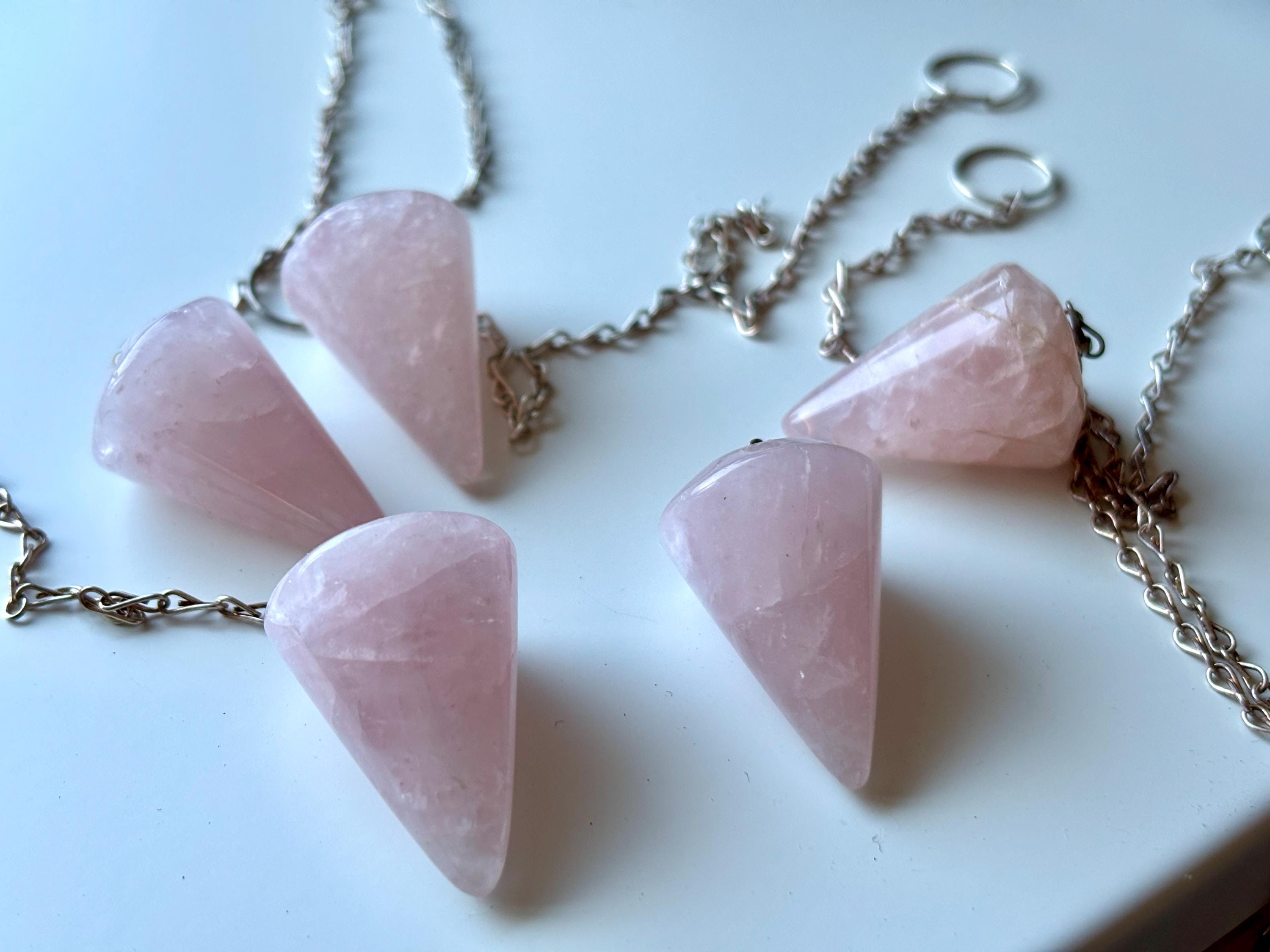 Rose Quartz Pendulum | Natural Unfaceted Crystal | Love & Heart Chakra Healing | Dowsing Tool | Spiritual Gift