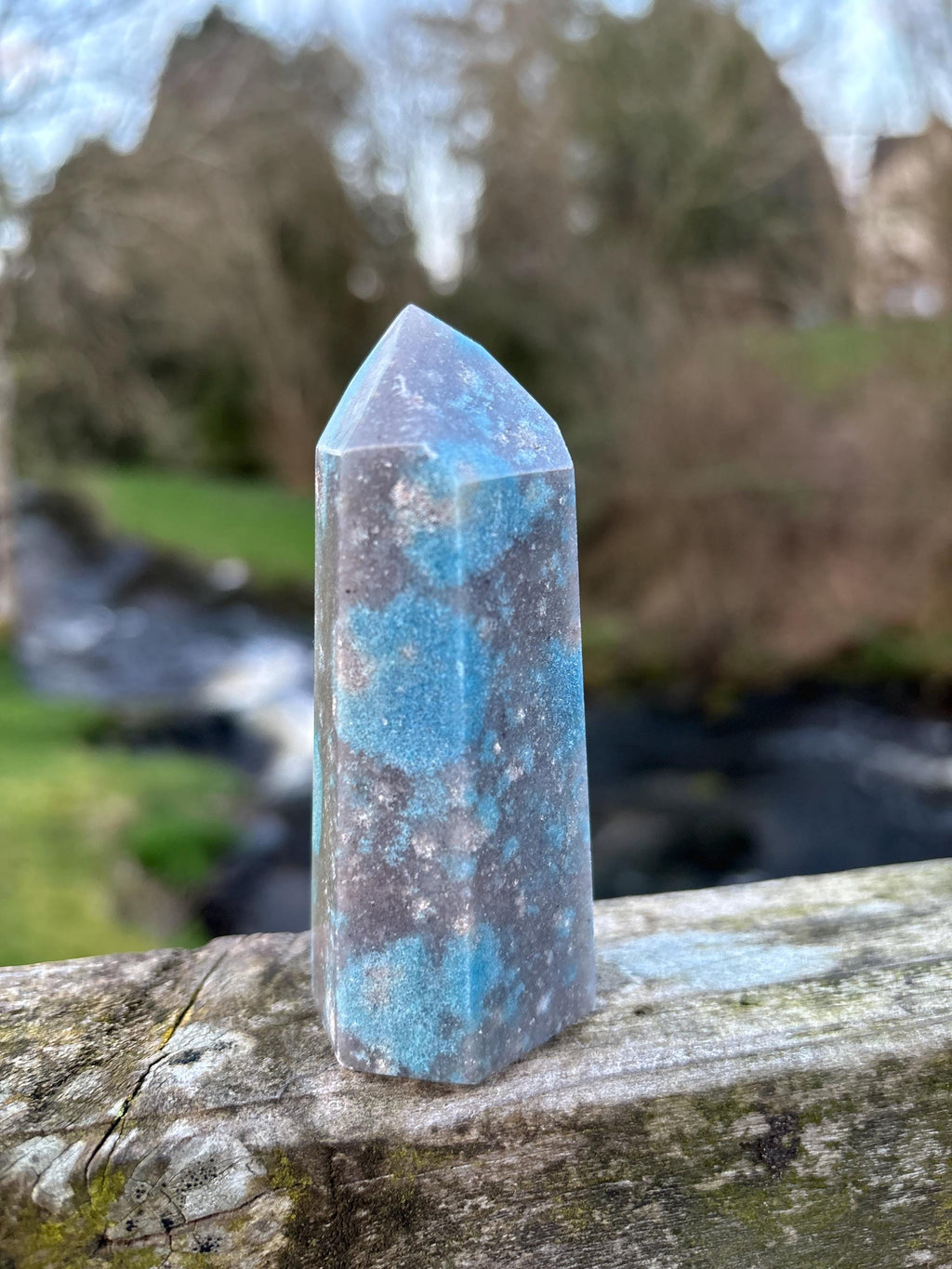 Rare Trolleite Quartz Tower | Paraiba Quartz Polished Point | Blue Crystal Collector Piece | High Vibration Stone