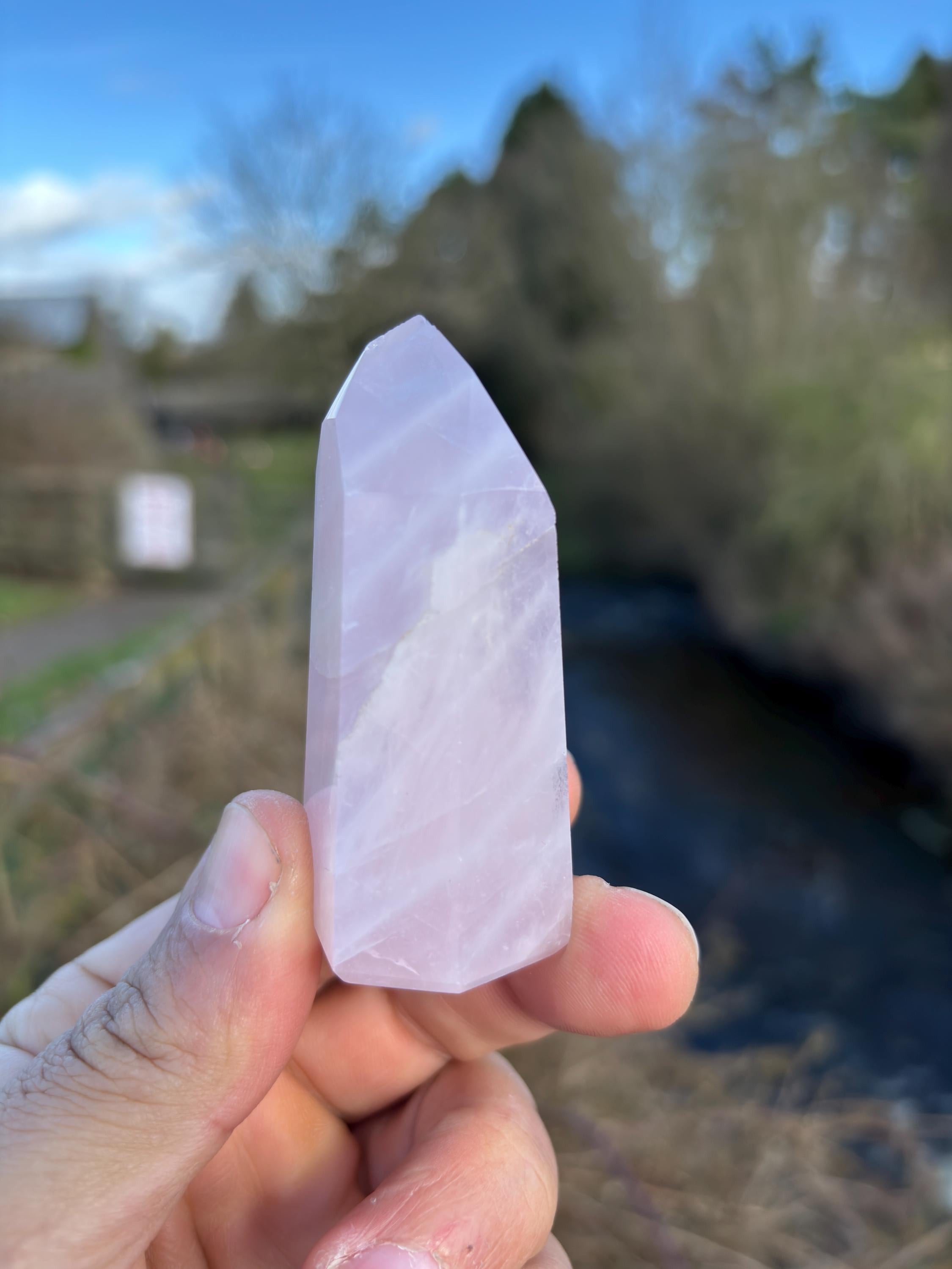 Rose Quartz Crystal Point – Polished Tower, Brazilian Healing Stone