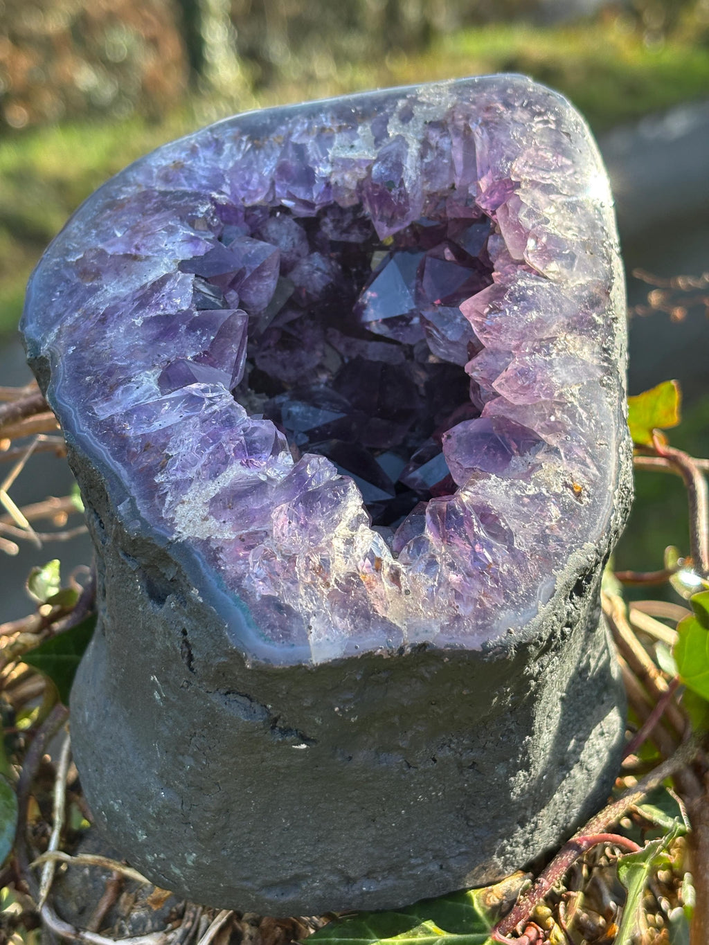 Brazilian Amethyst Geode Crystal. Very deep Purple Color Home Decor