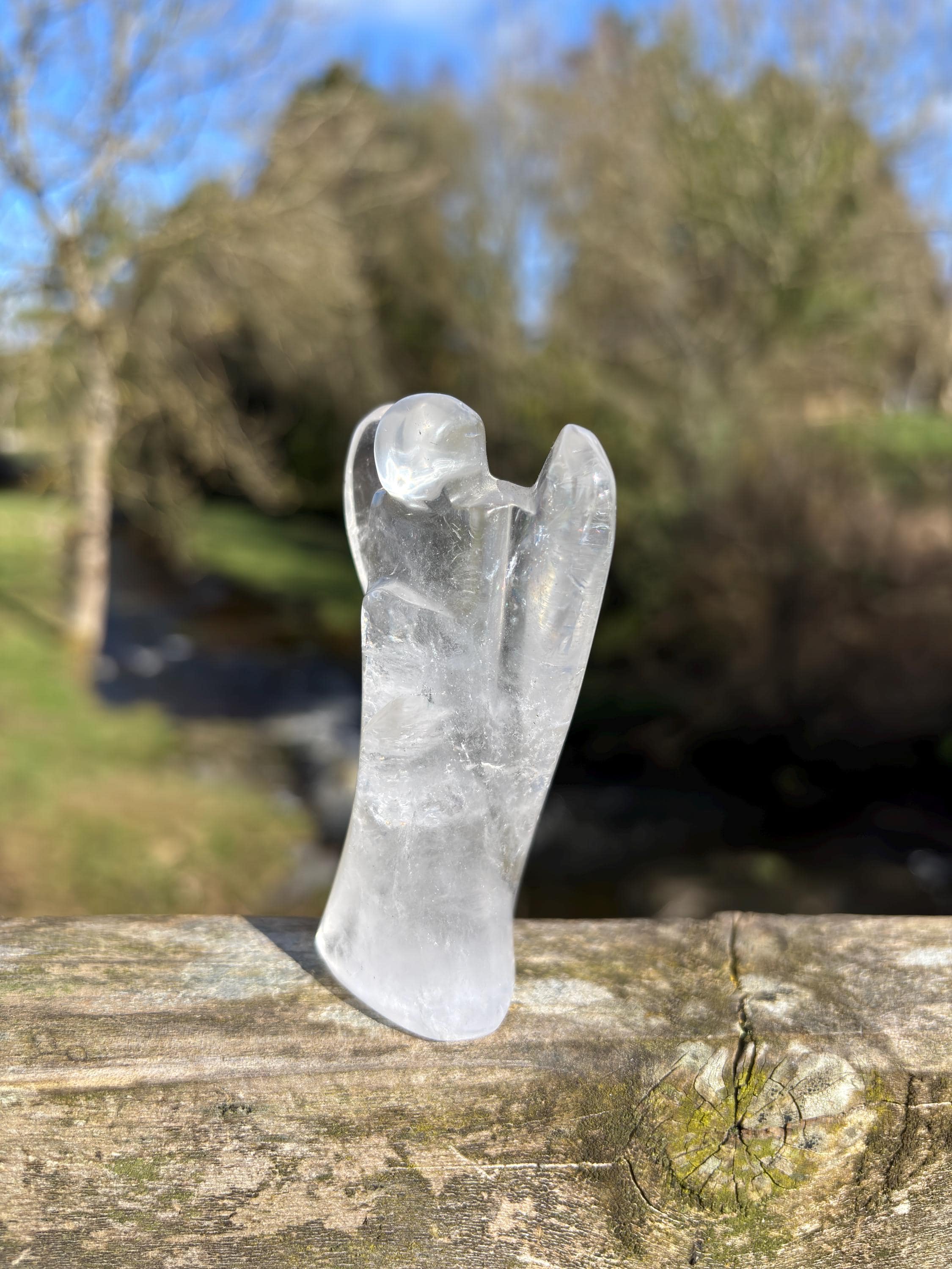 Crystal Quartz Angel • Hand-Carved Healing Stone Statue (80mm)