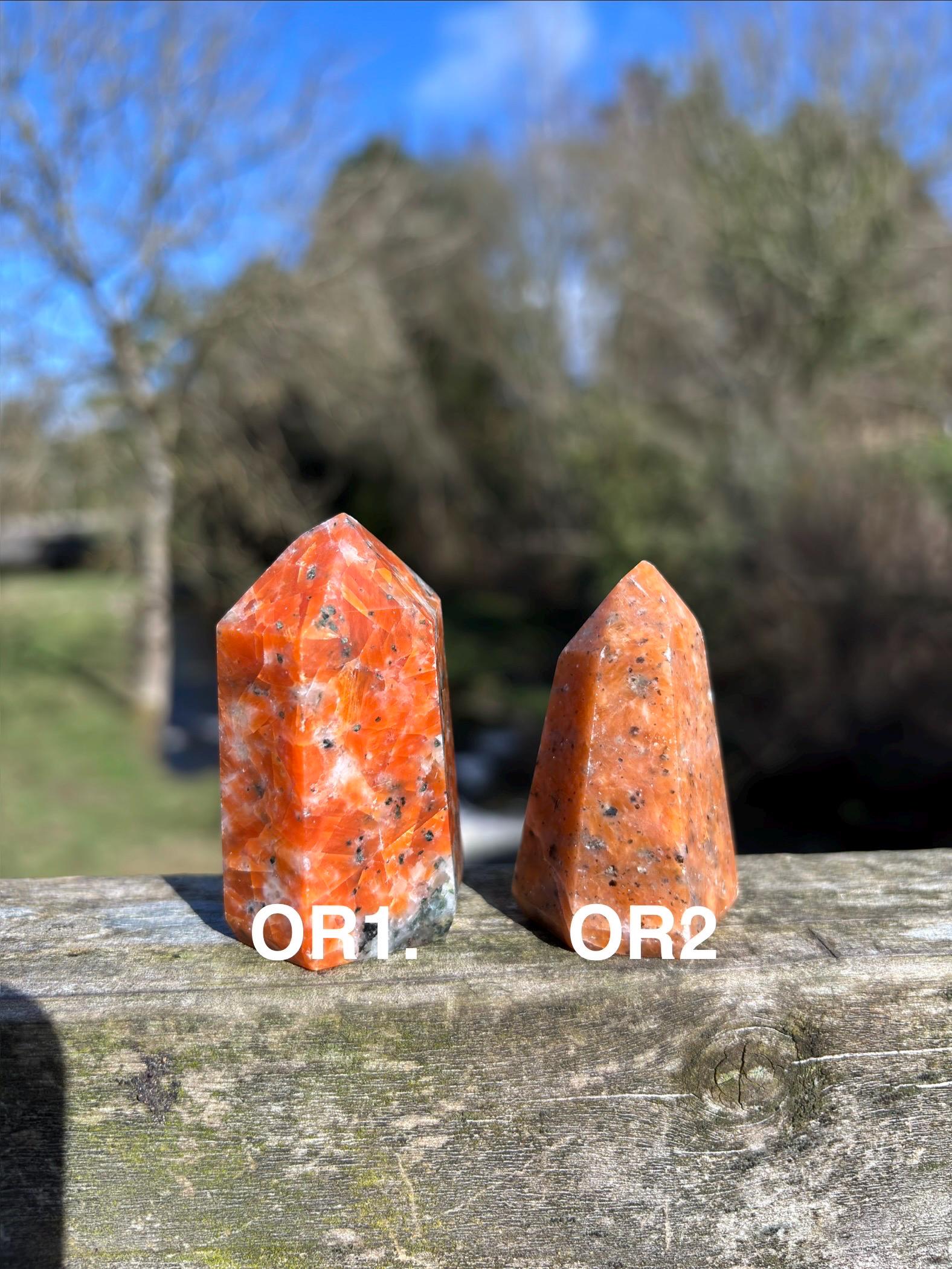 Orange Calcite Polished Point | Natural Crystal Tower, Home Decor