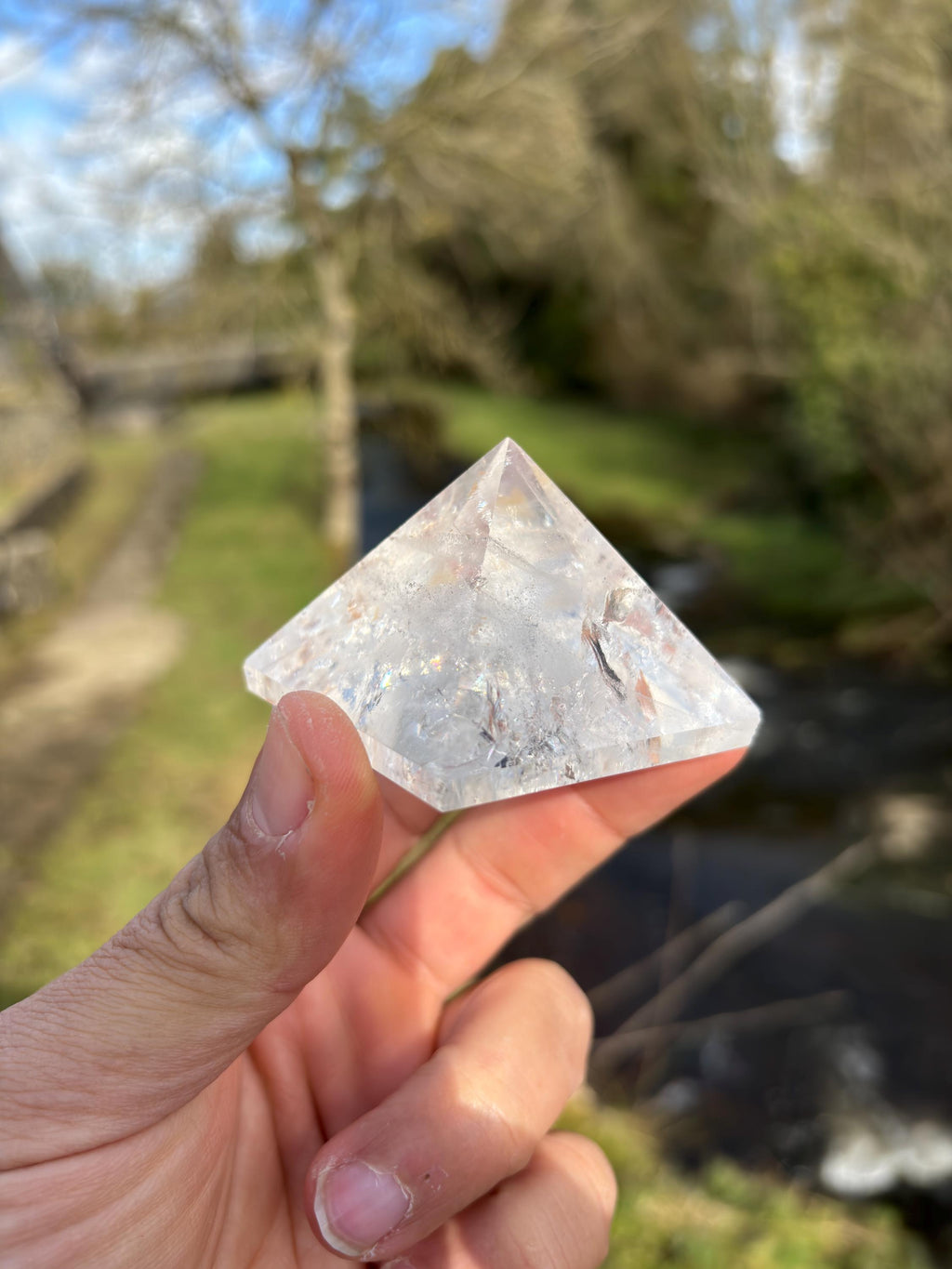 Natural Quartz Crystal Pyramid | Energy Amplifier Stone | Sacred Geometry Decor | Meditation & Healing Crystal