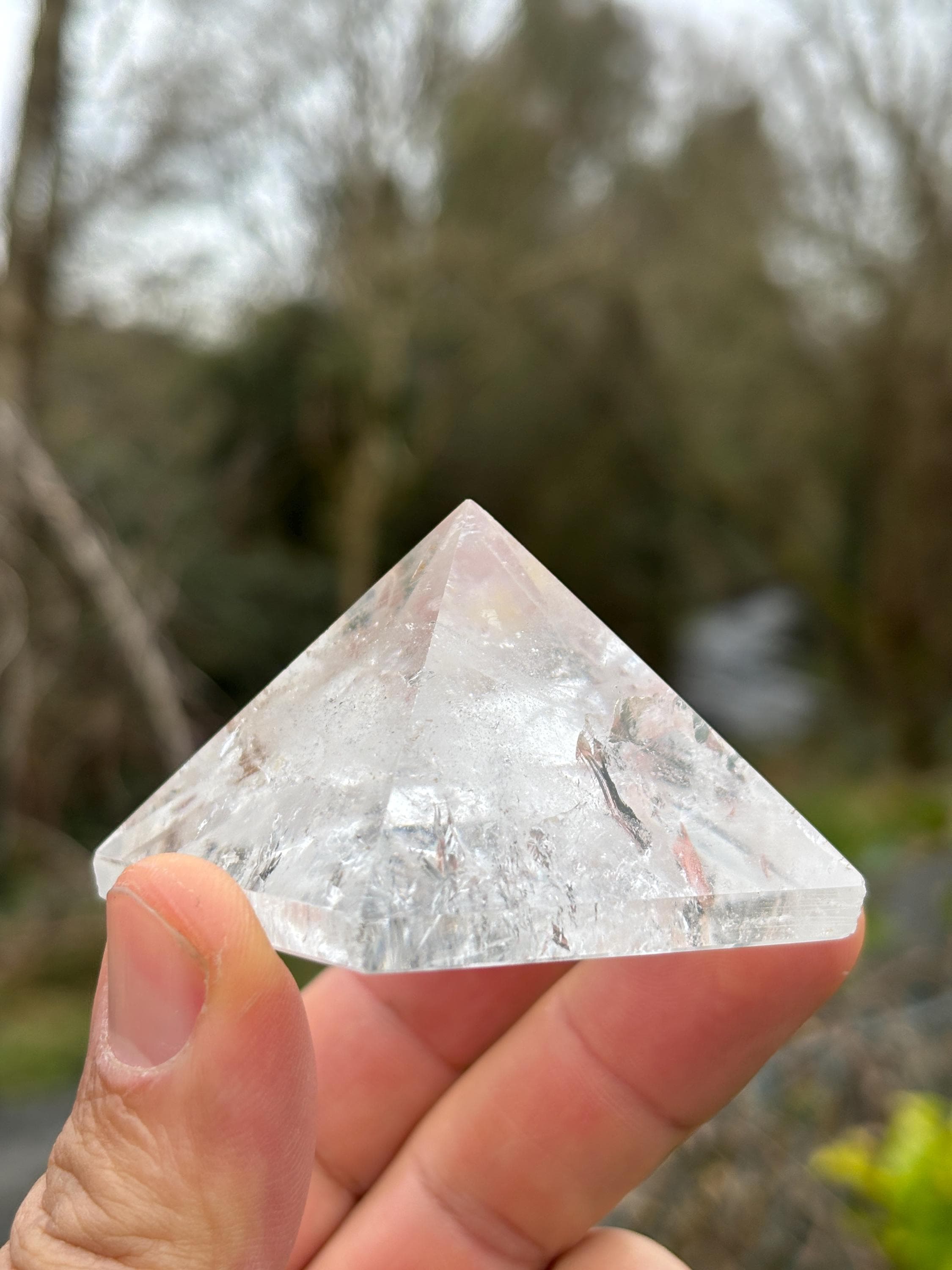 Natural Quartz Crystal Pyramid | Energy Amplifier Stone | Sacred Geometry Decor | Meditation & Healing Crystal