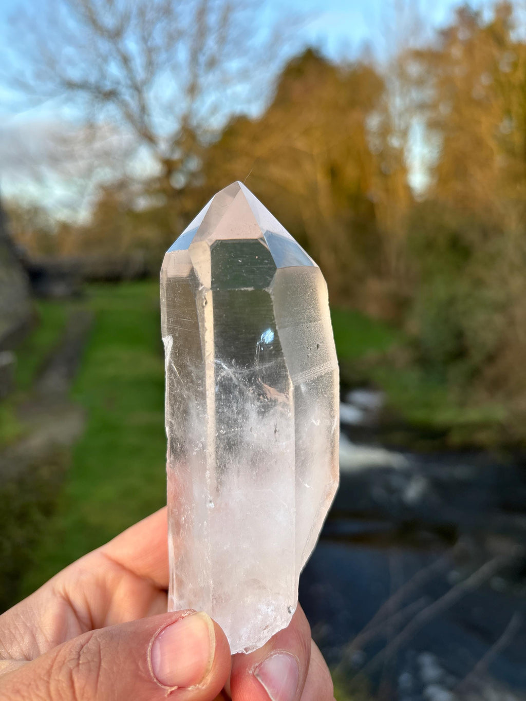 Natural Lemurian Quartz Point | Extra Clear Brazilian Crystal | High Transparency | Raw Collector Specimen | Healing Stone