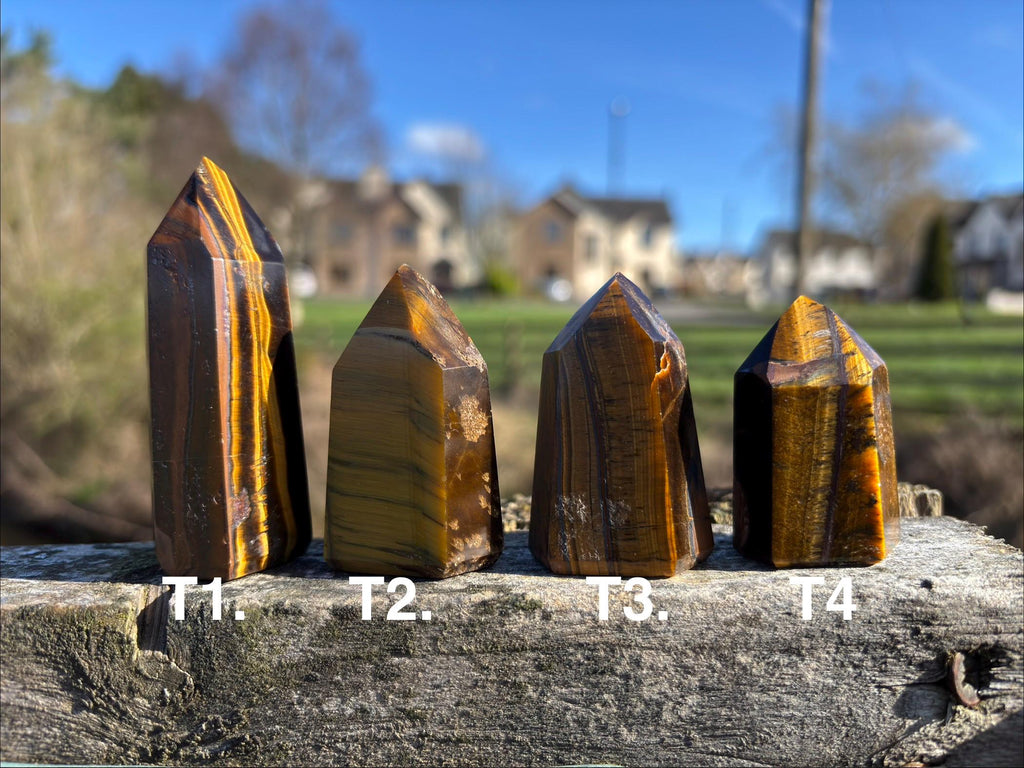 Tiger's Eye Crystal Point | Hand-Polished Tower, Home Decor
