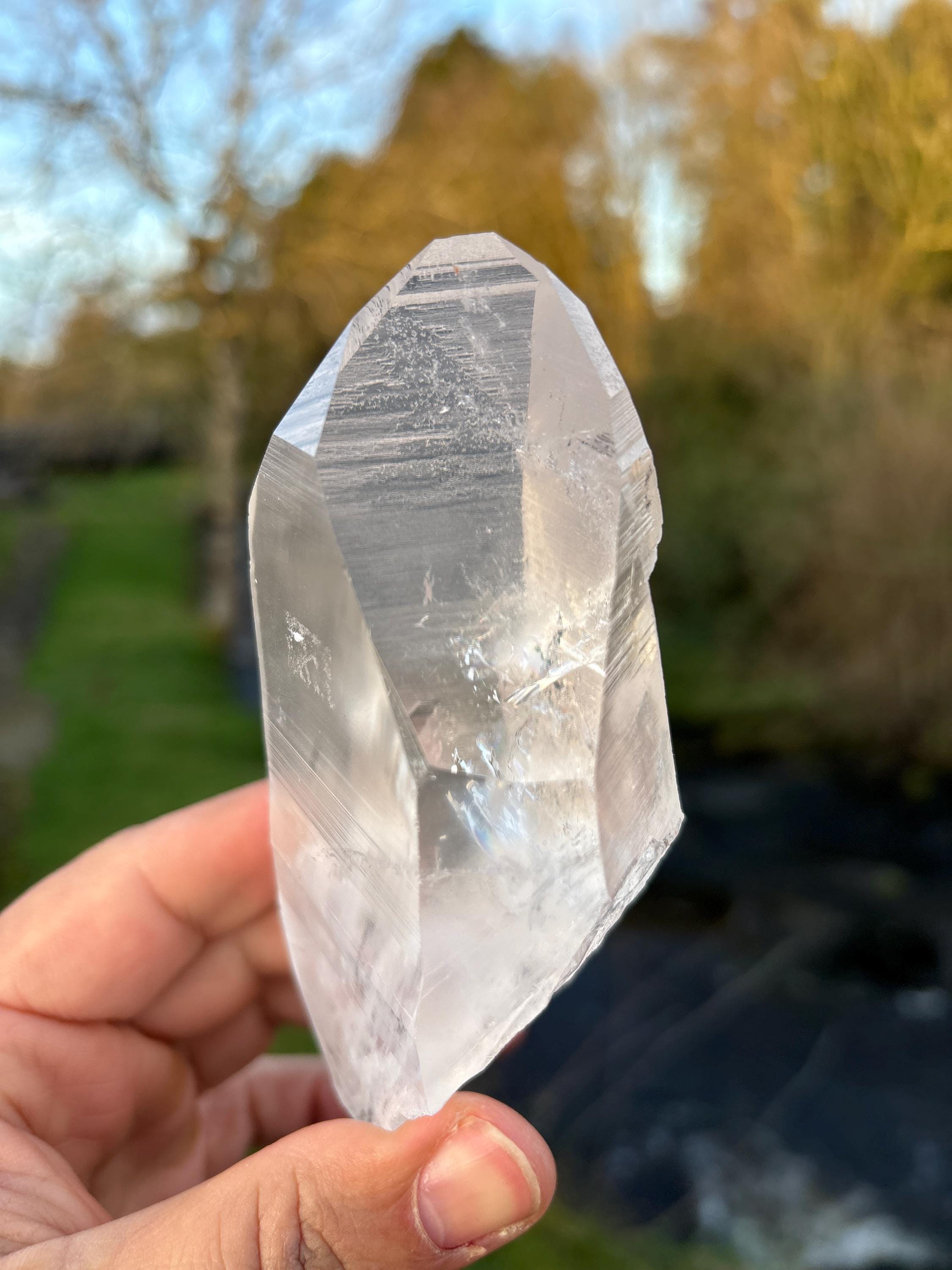 Natural Lemurian Quartz Point | Extra Clear Brazilian Crystal | High Transparency | Raw Collector Specimen | Healing Stone