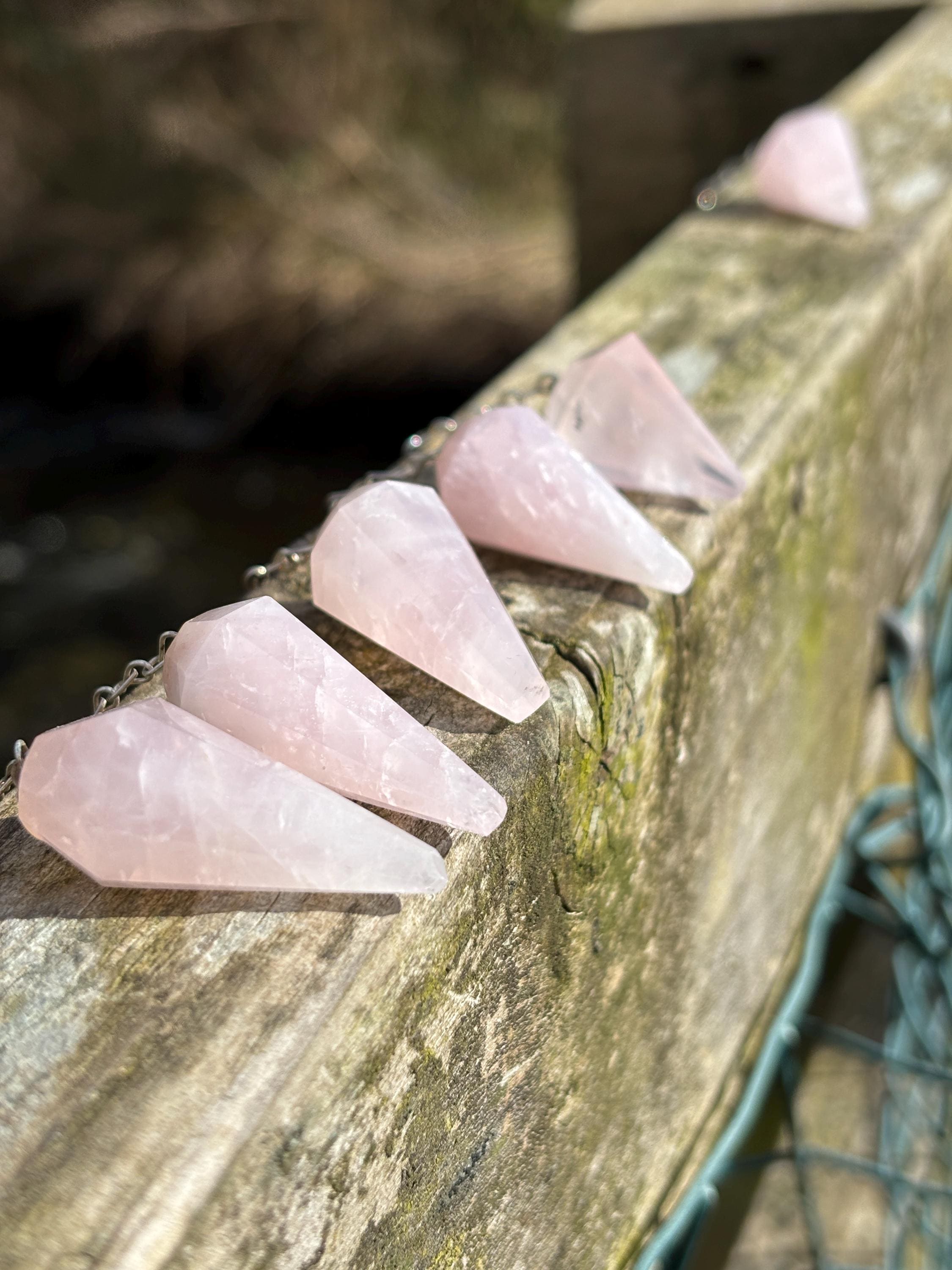 Rose Quartz Pendulum | Faceted Crystal Dowsing Tool | Heart Chakra Healing Stone | Divination Pendulum