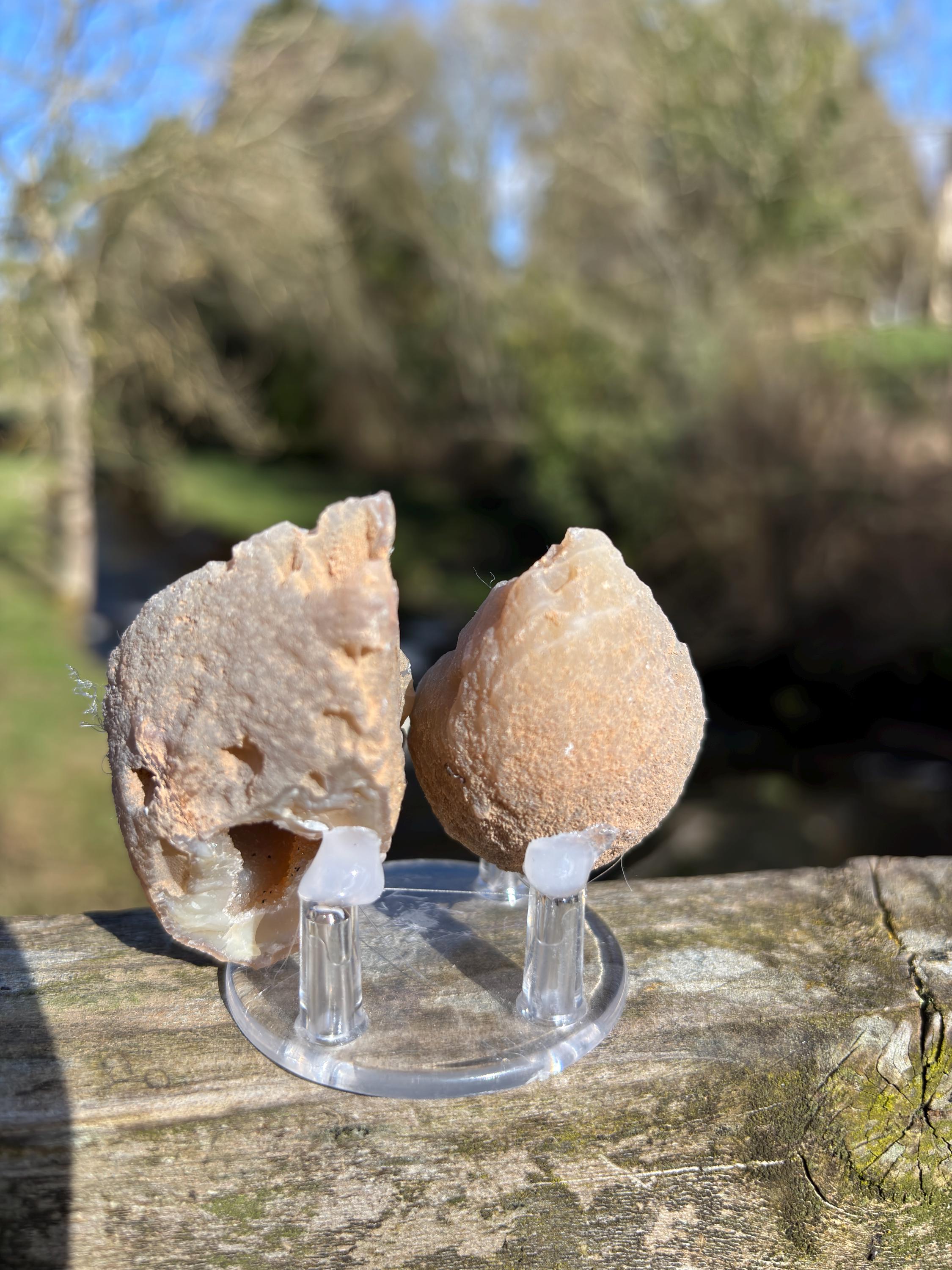 Matching Agate Geode Pair | 70mm Crystal Halves, Home Decor