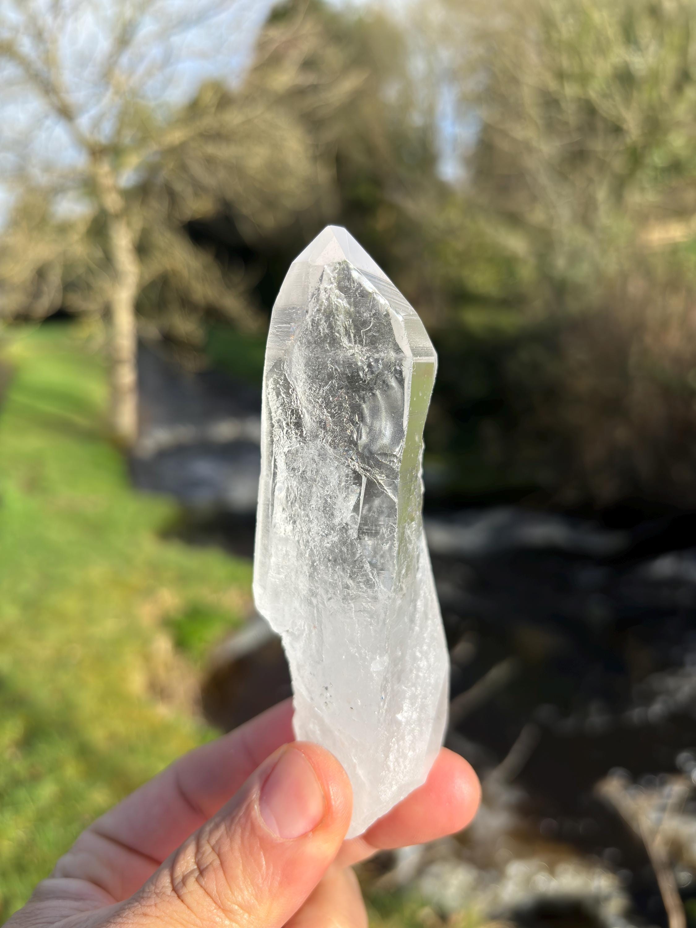 Natural Lemurian Quartz Point | Raw Crystal with Striations | Healing Stone for Meditation | High Vibration Crystal | Mineral Specimen