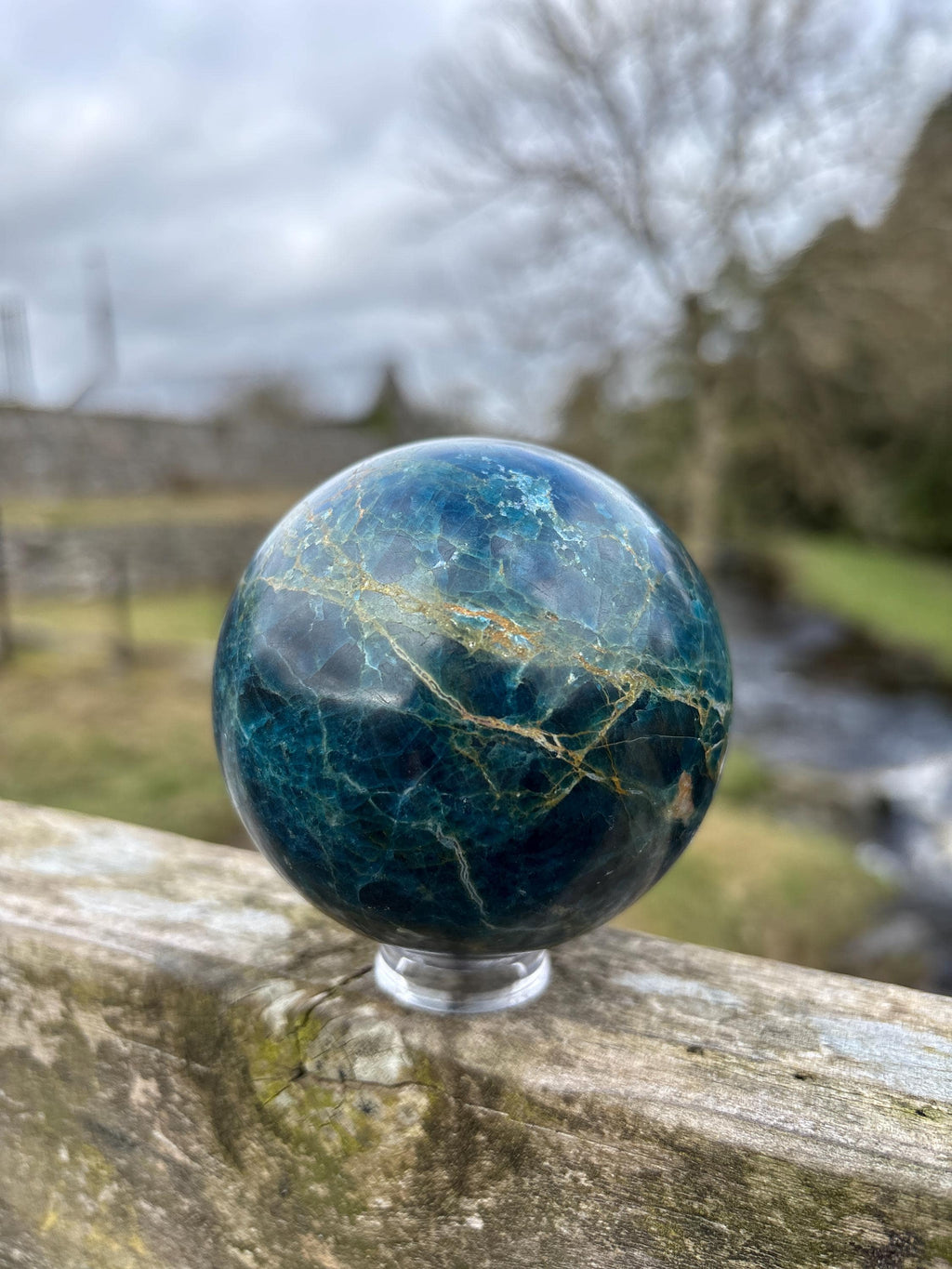 Rare Blue Apatite Sphere 70mm | Natural Brazilian Crystal Ball, Throat Chakra Stone